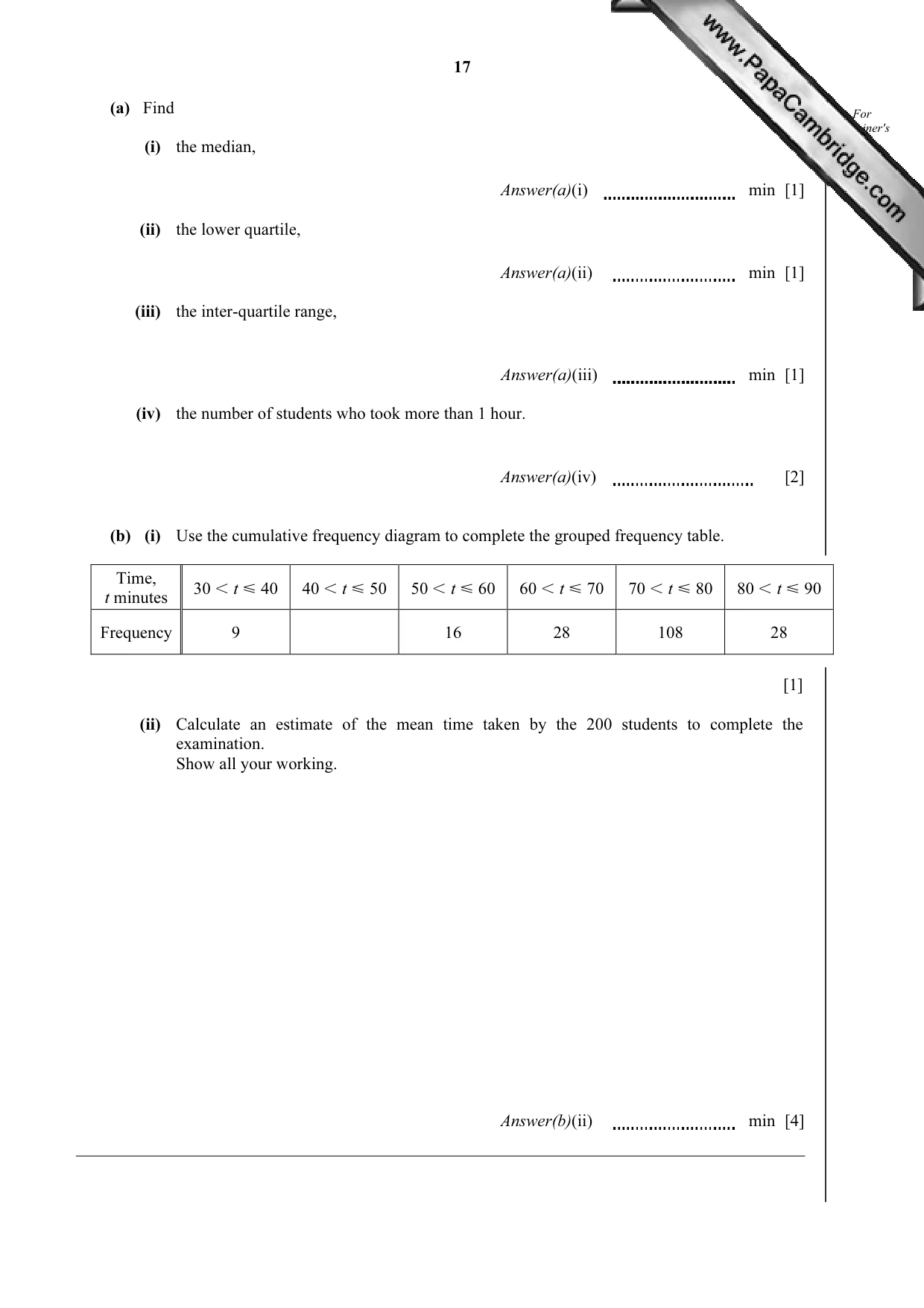 Cambridge IGCSE Mathematics 0580 2012 Oct/Nov Paper 4 · Variant 3 question paper, page 17 of 20
