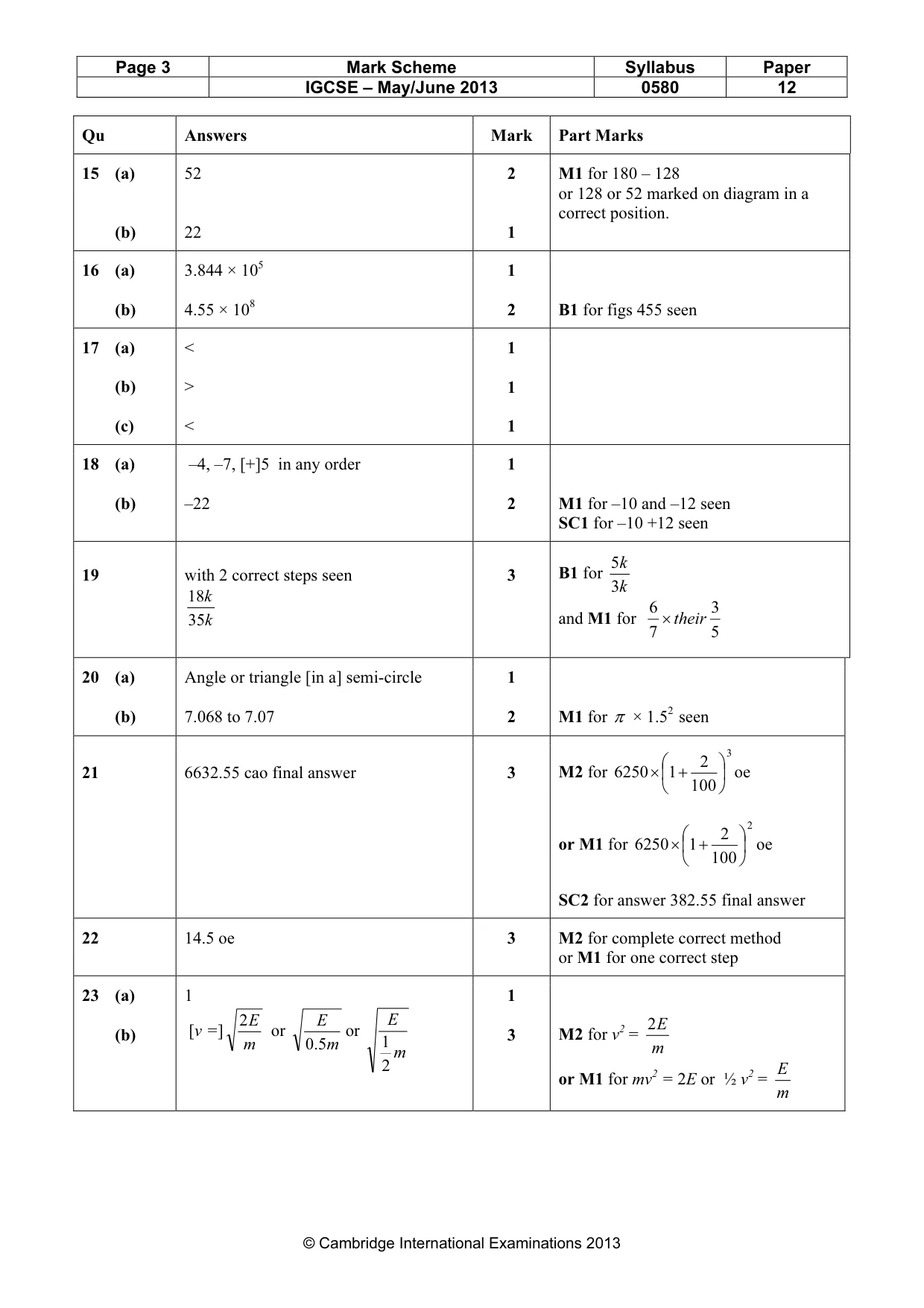 Mark scheme, page 3 of 4
