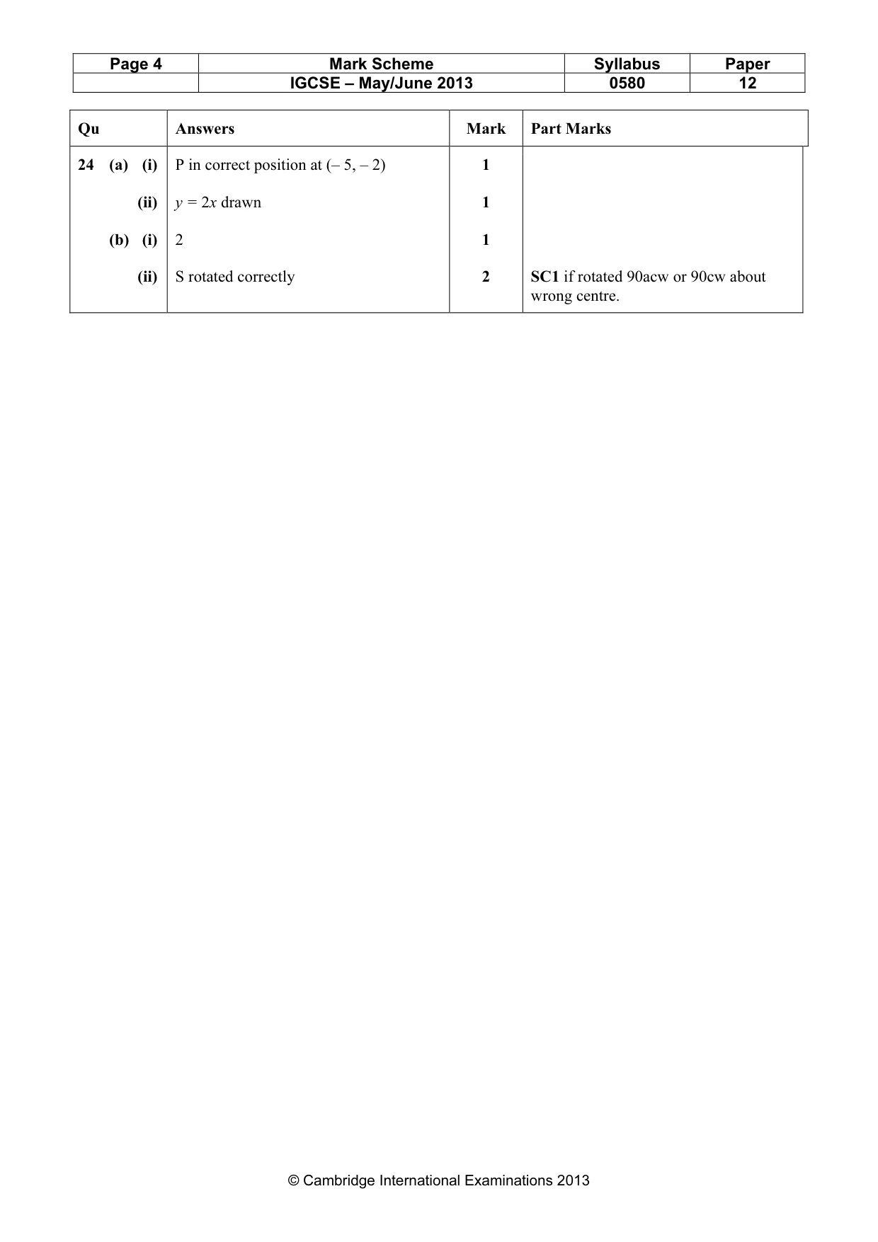 Mark scheme, page 4 of 4