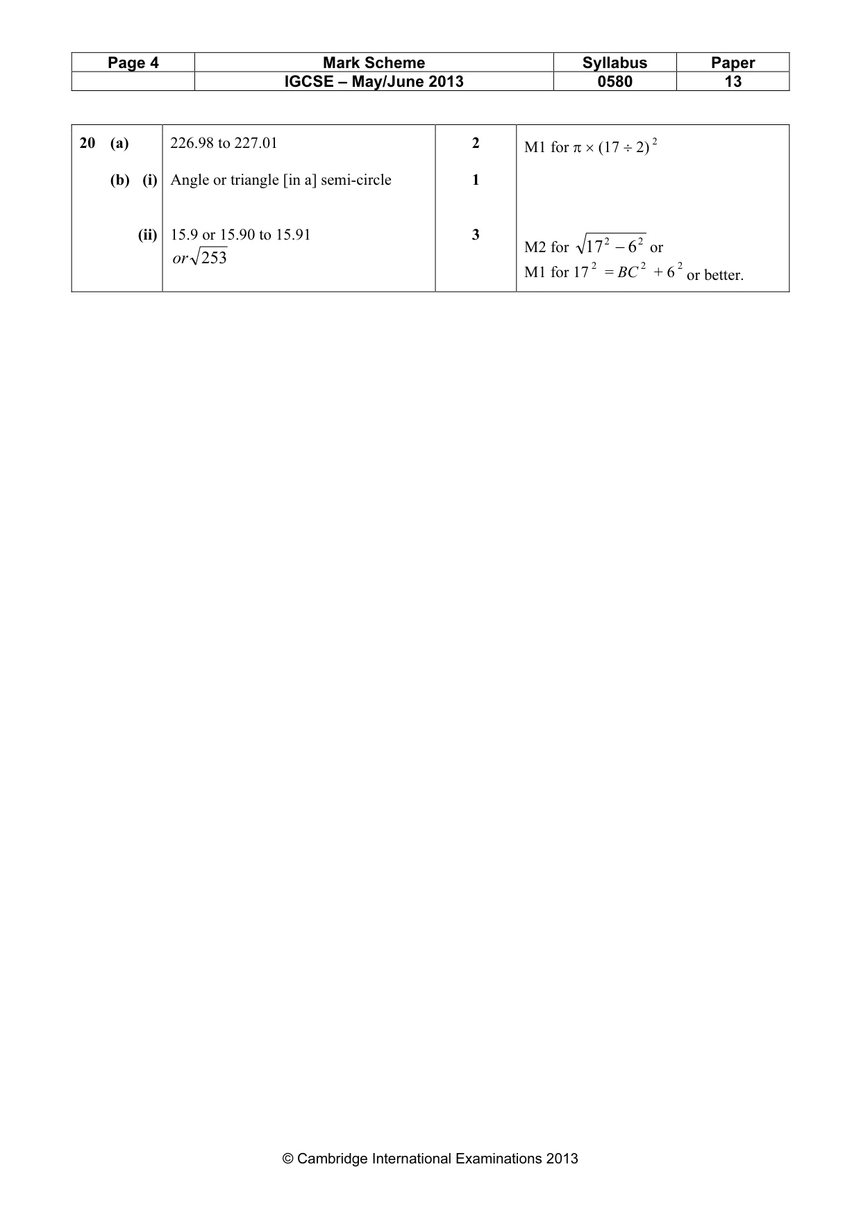 Mark scheme, page 4 of 4