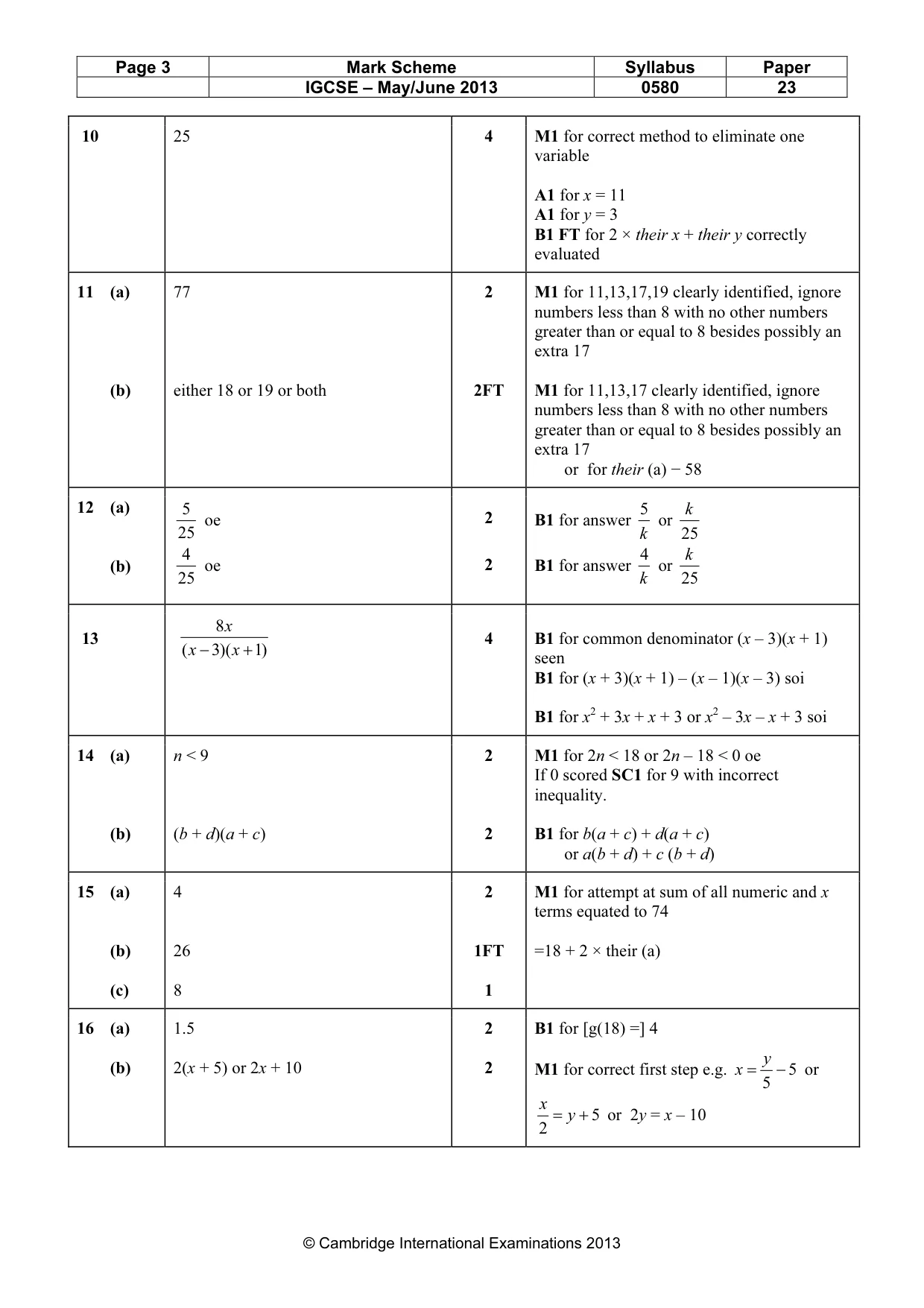 Mark scheme, page 3 of 4