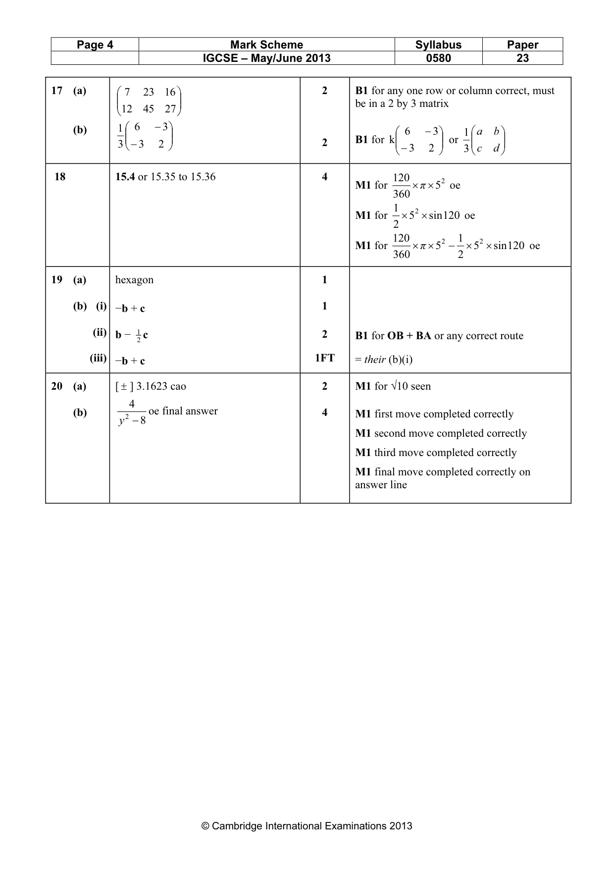 Mark scheme, page 4 of 4