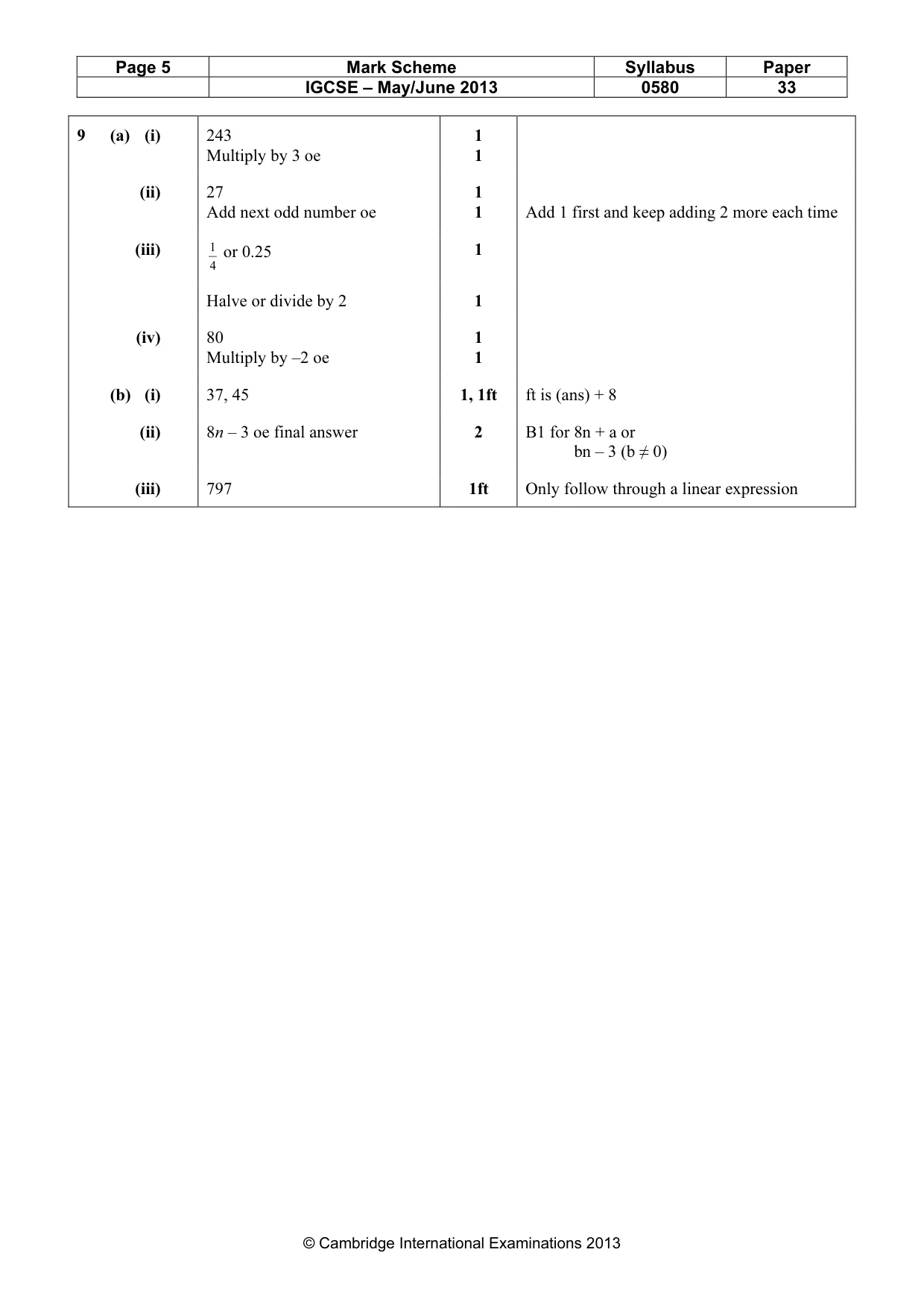 Mark scheme, page 5 of 5
