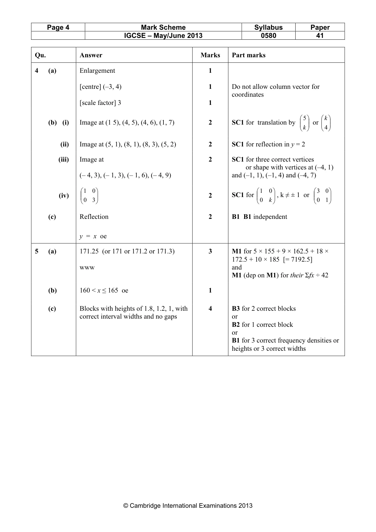 Mark scheme, page 4 of 8