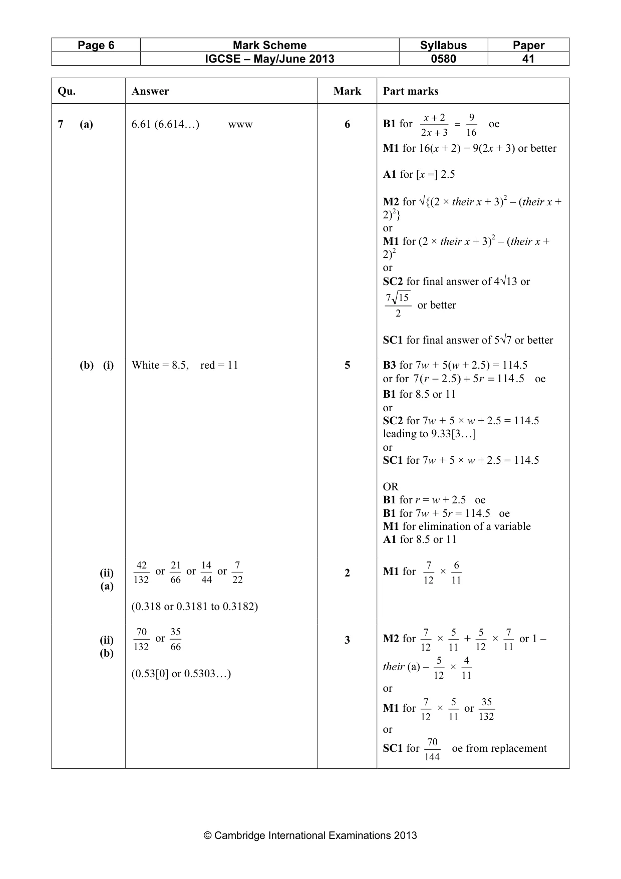 Mark scheme, page 6 of 8