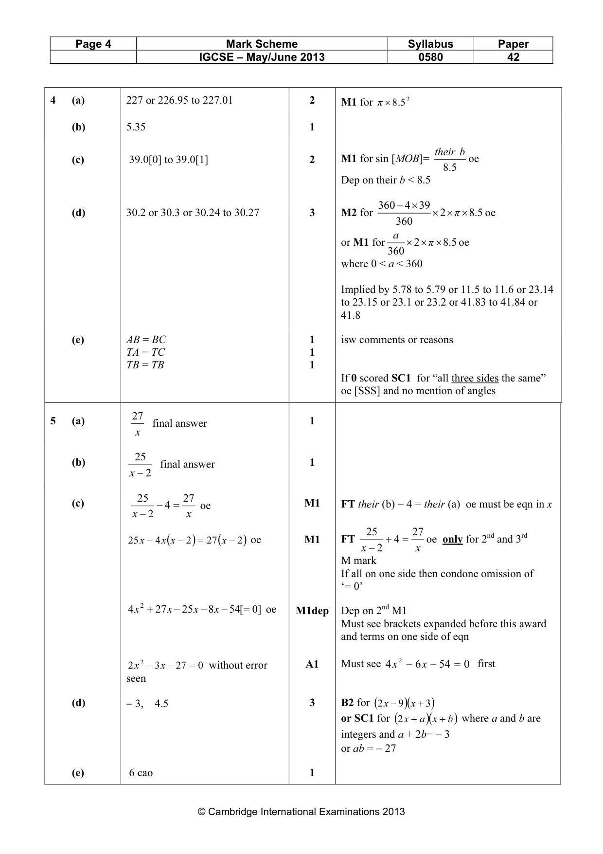 Mark scheme, page 4 of 7