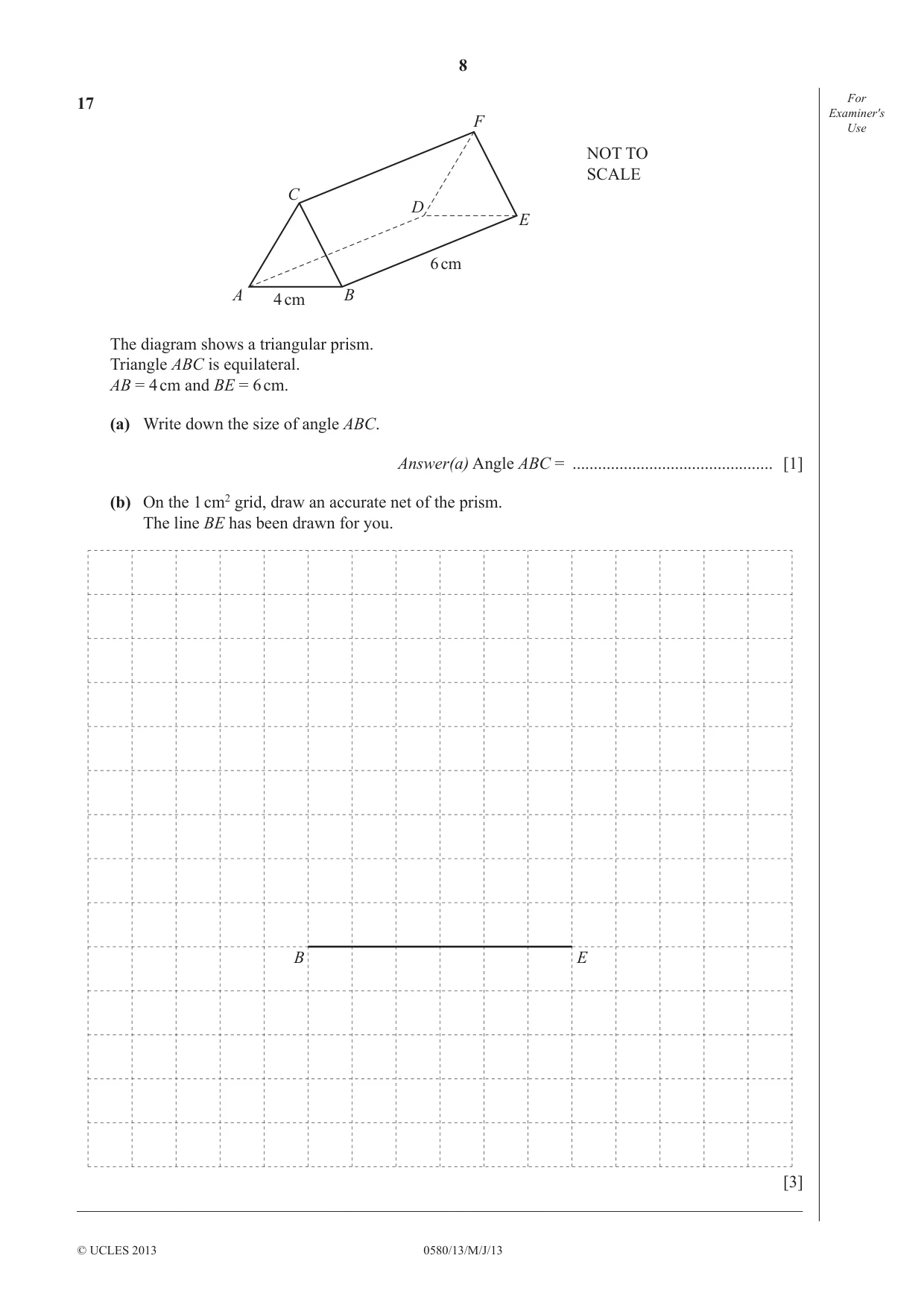 Cambridge IGCSE Mathematics 0580 2013 May/June Paper 1 · Variant 3 question paper, page 8 of 12