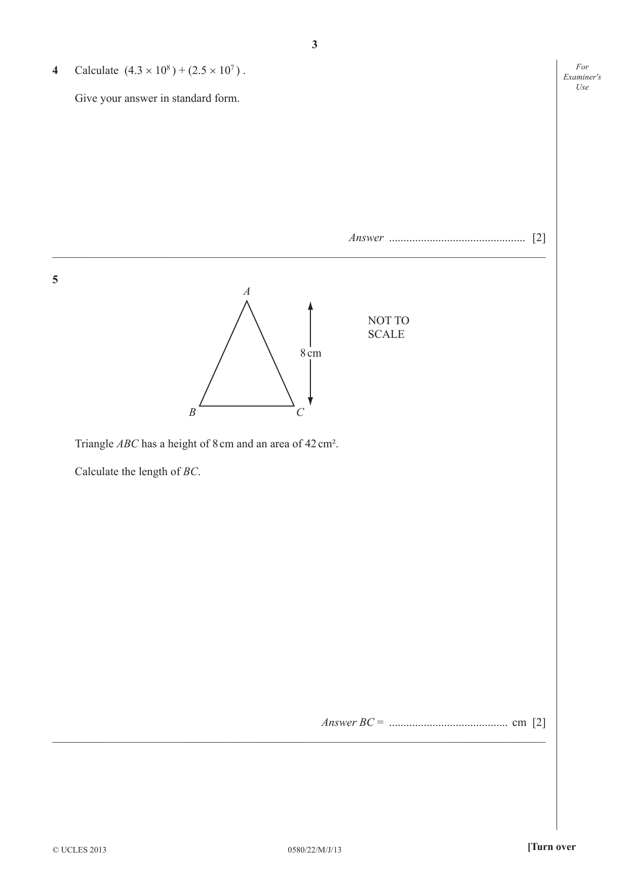 Cambridge IGCSE Mathematics 0580 2013 May/June Paper 2 · Variant 2 question paper, page 3 of 12