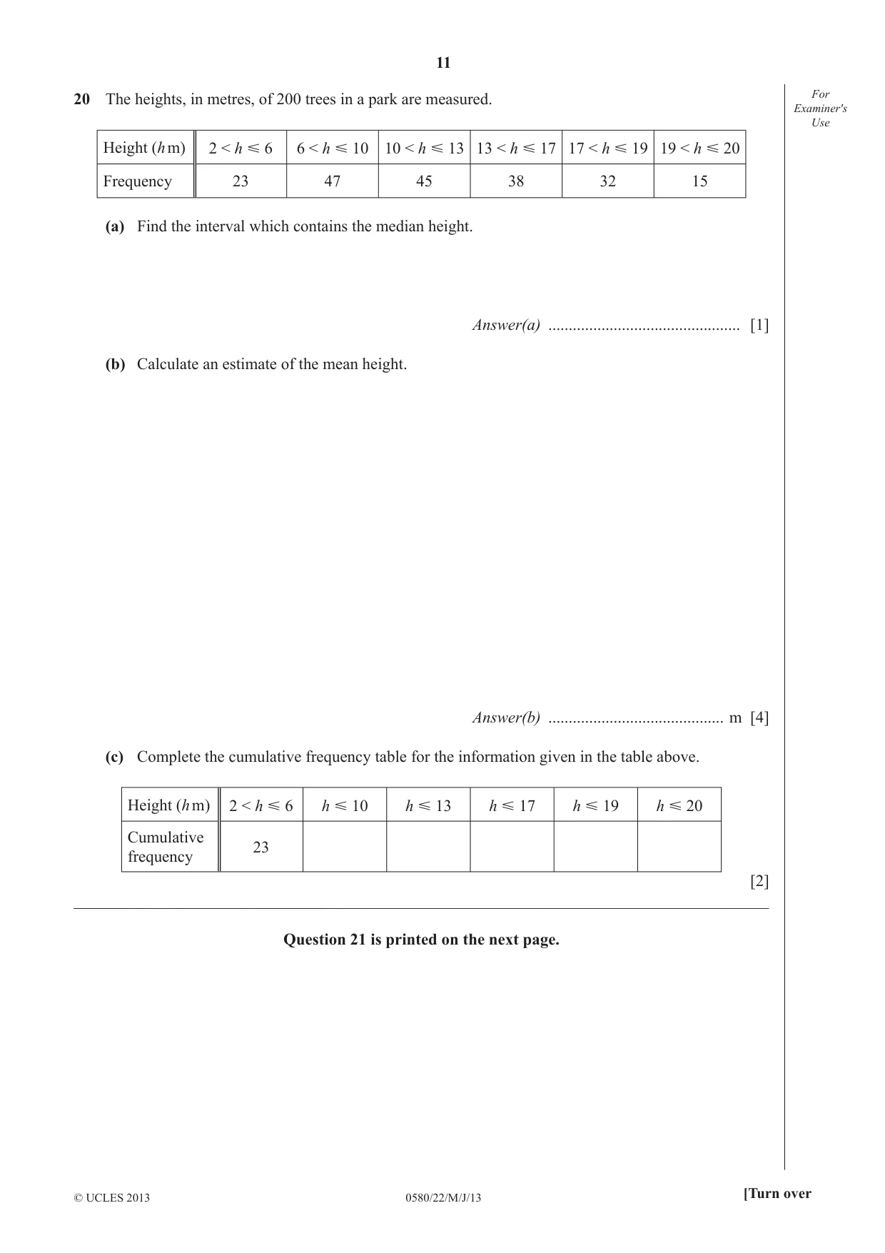 Cambridge IGCSE Mathematics 0580 2013 May/June Paper 2 · Variant 2 question paper, page 11 of 12