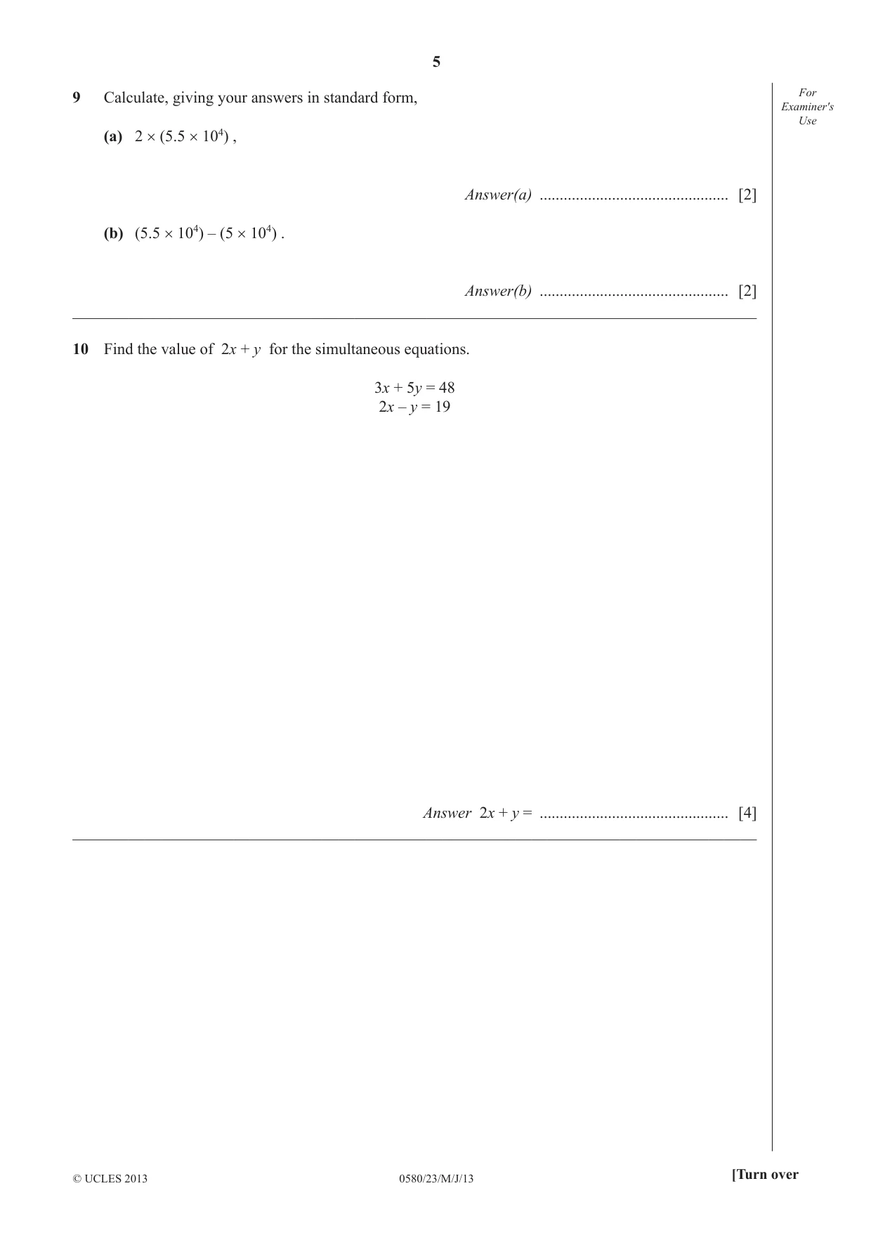 Cambridge IGCSE Mathematics 0580 2013 May/June Paper 2 · Variant 3 question paper, page 5 of 12