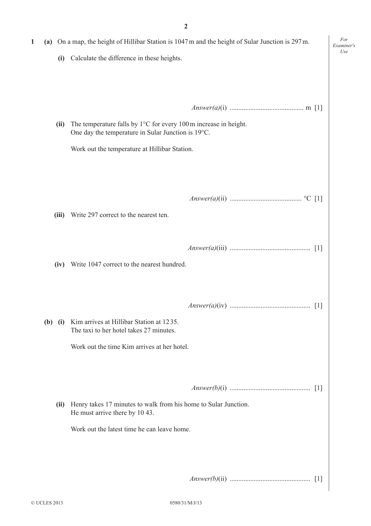 Cambridge IGCSE Mathematics 0580 2013 May/June Paper 3 · Variant 1 question paper, page 2 of 20