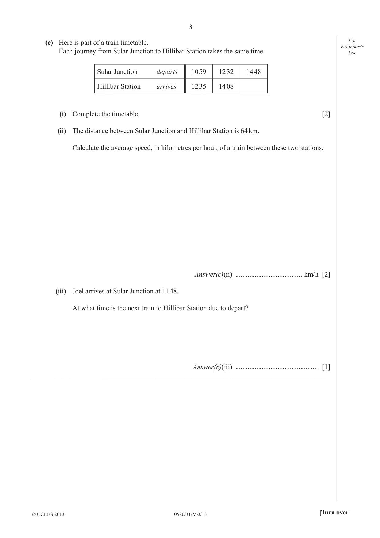 Cambridge IGCSE Mathematics 0580 2013 May/June Paper 3 · Variant 1 question paper, page 3 of 20