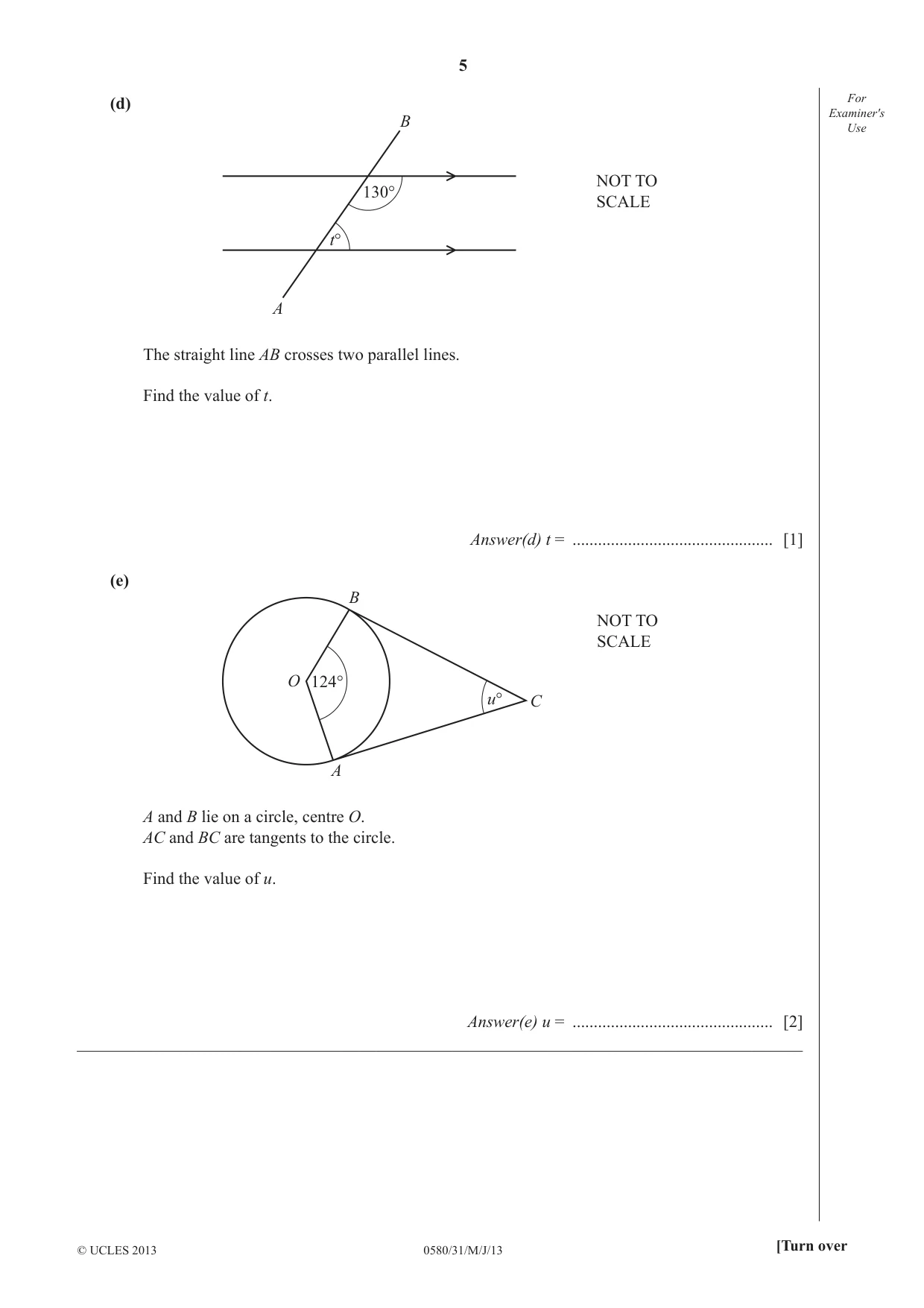 Cambridge IGCSE Mathematics 0580 2013 May/June Paper 3 · Variant 1 question paper, page 5 of 20