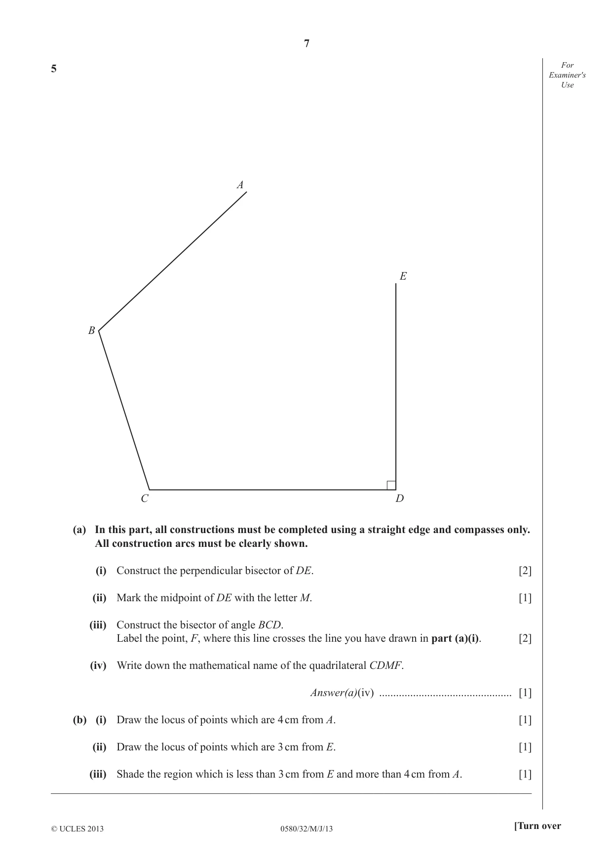 Cambridge IGCSE Mathematics 0580 2013 May/June Paper 3 · Variant 2 question paper, page 7 of 16