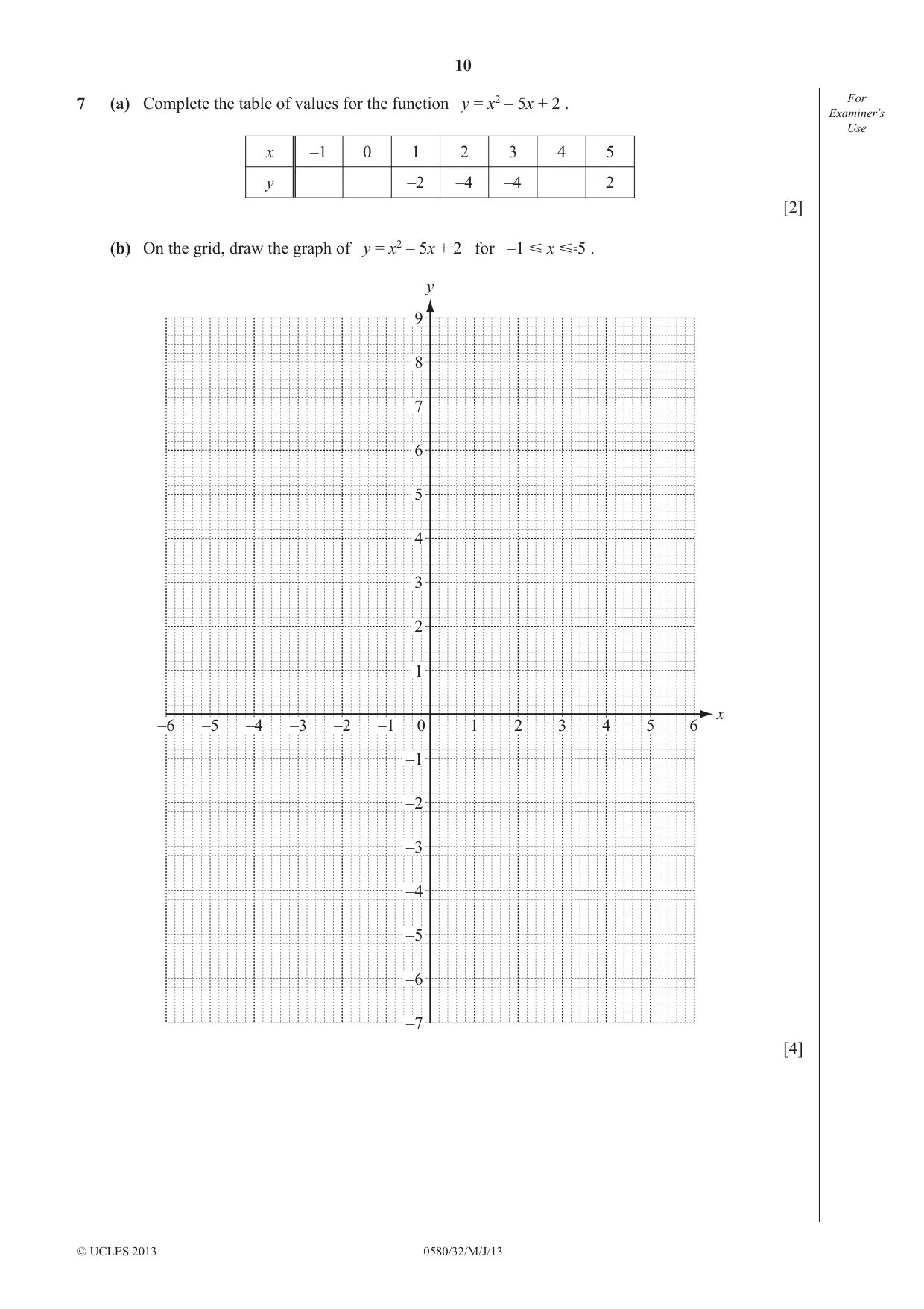 Cambridge IGCSE Mathematics 0580 2013 May/June Paper 3 · Variant 2 question paper, page 10 of 16