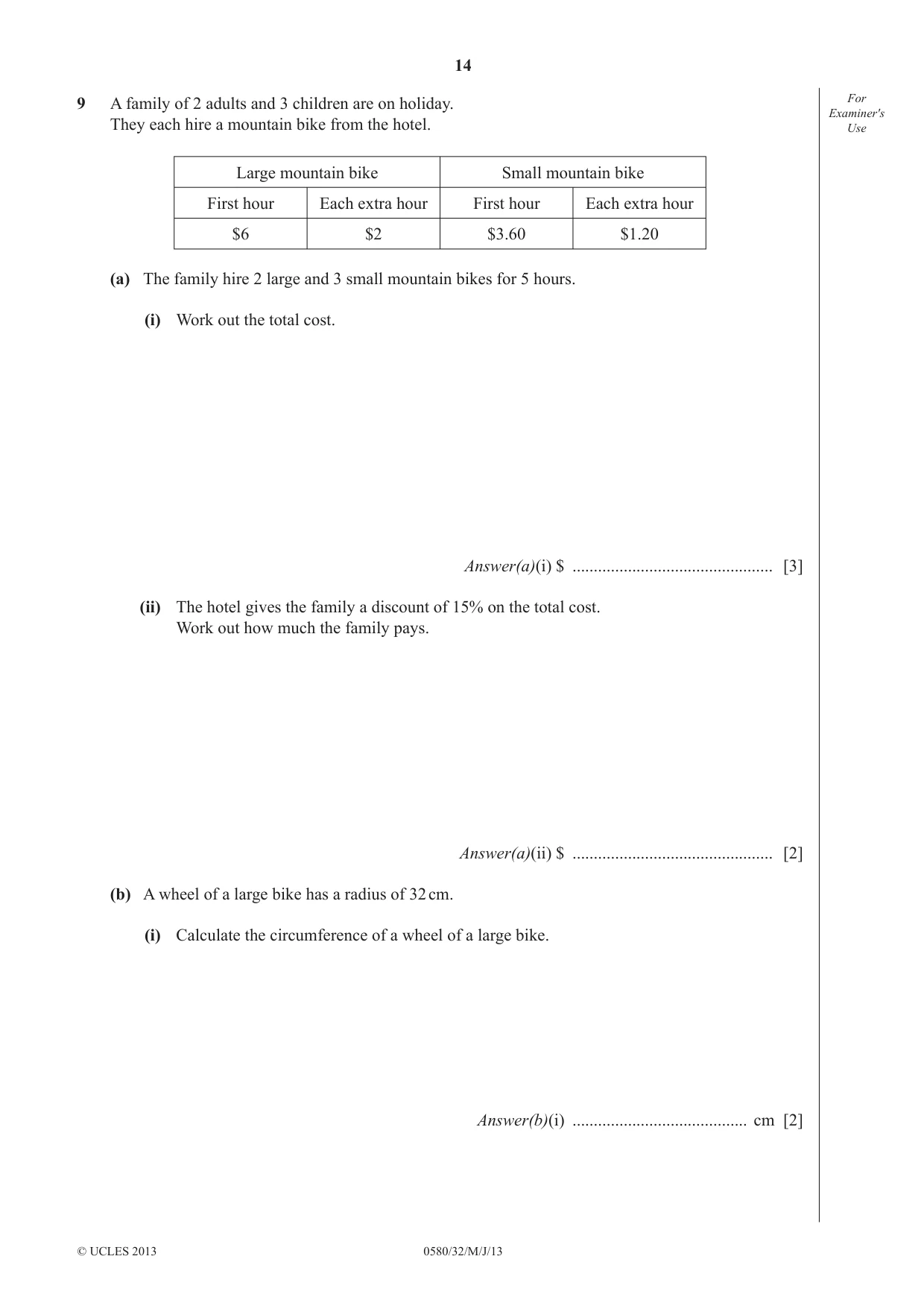 Cambridge IGCSE Mathematics 0580 2013 May/June Paper 3 · Variant 2 question paper, page 14 of 16