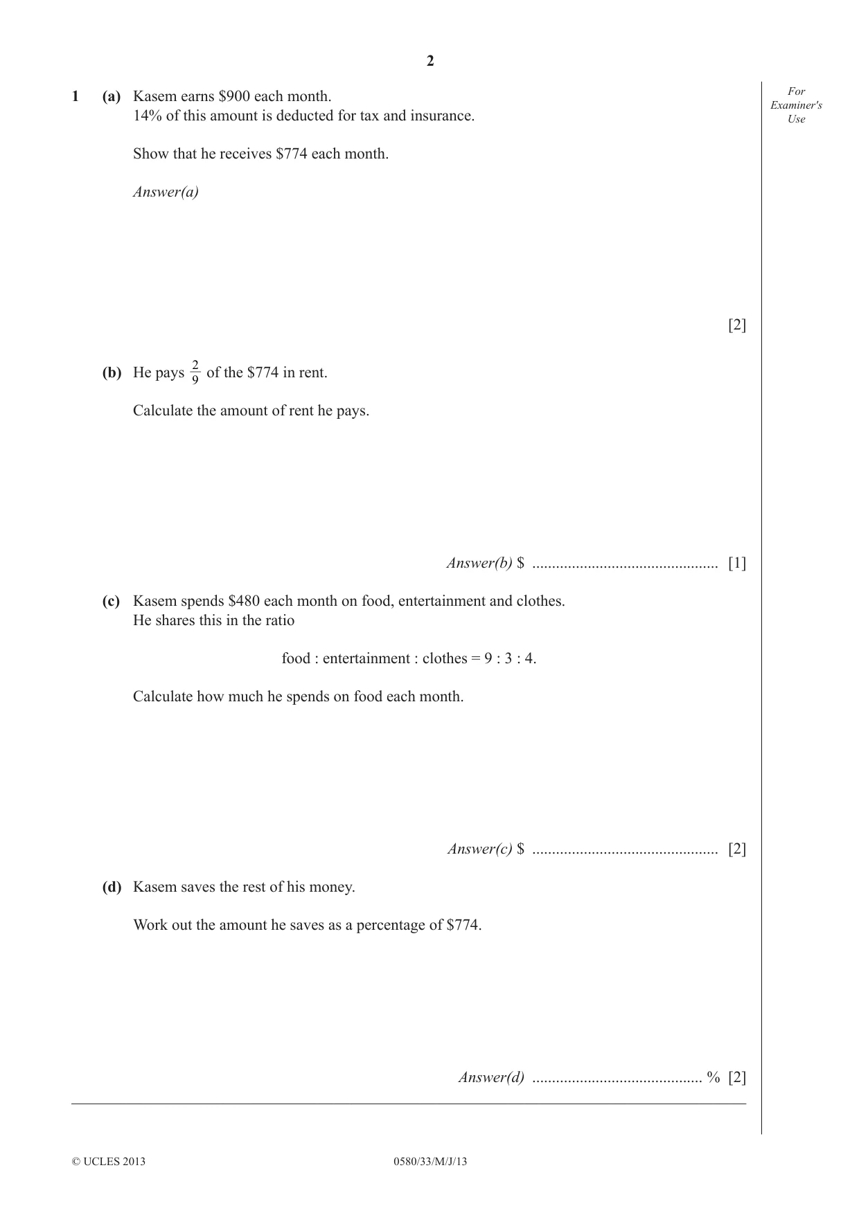 Cambridge IGCSE Mathematics 0580 2013 May/June Paper 3 · Variant 3 question paper, page 2 of 16