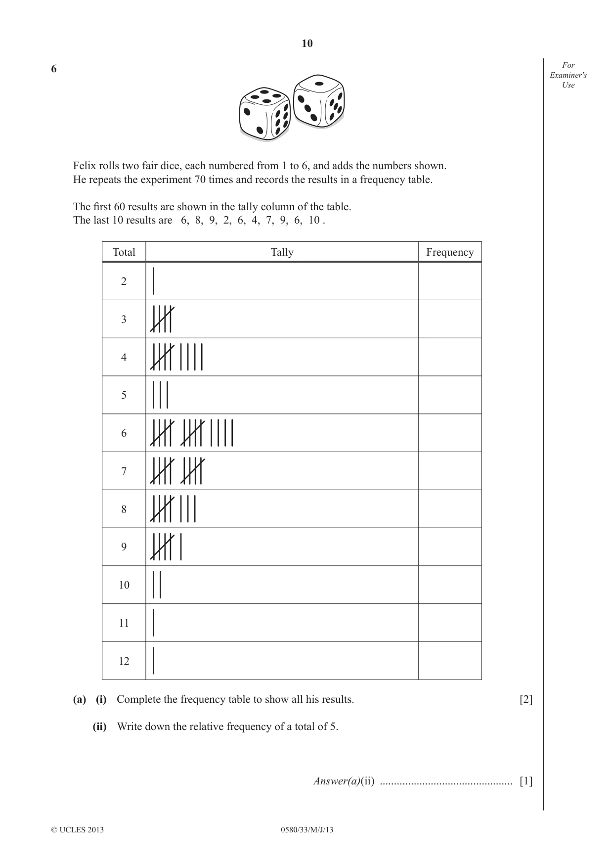 Cambridge IGCSE Mathematics 0580 2013 May/June Paper 3 · Variant 3 question paper, page 10 of 16