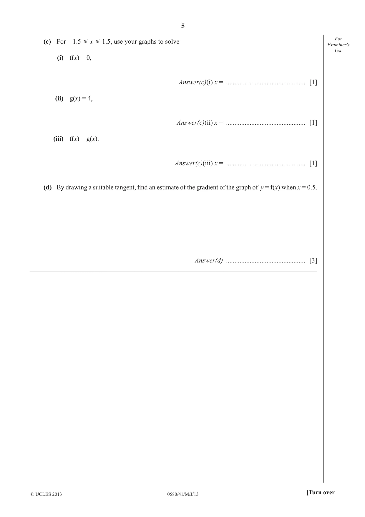 Cambridge IGCSE Mathematics 0580 2013 May/June Paper 4 · Variant 1 question paper, page 5 of 20
