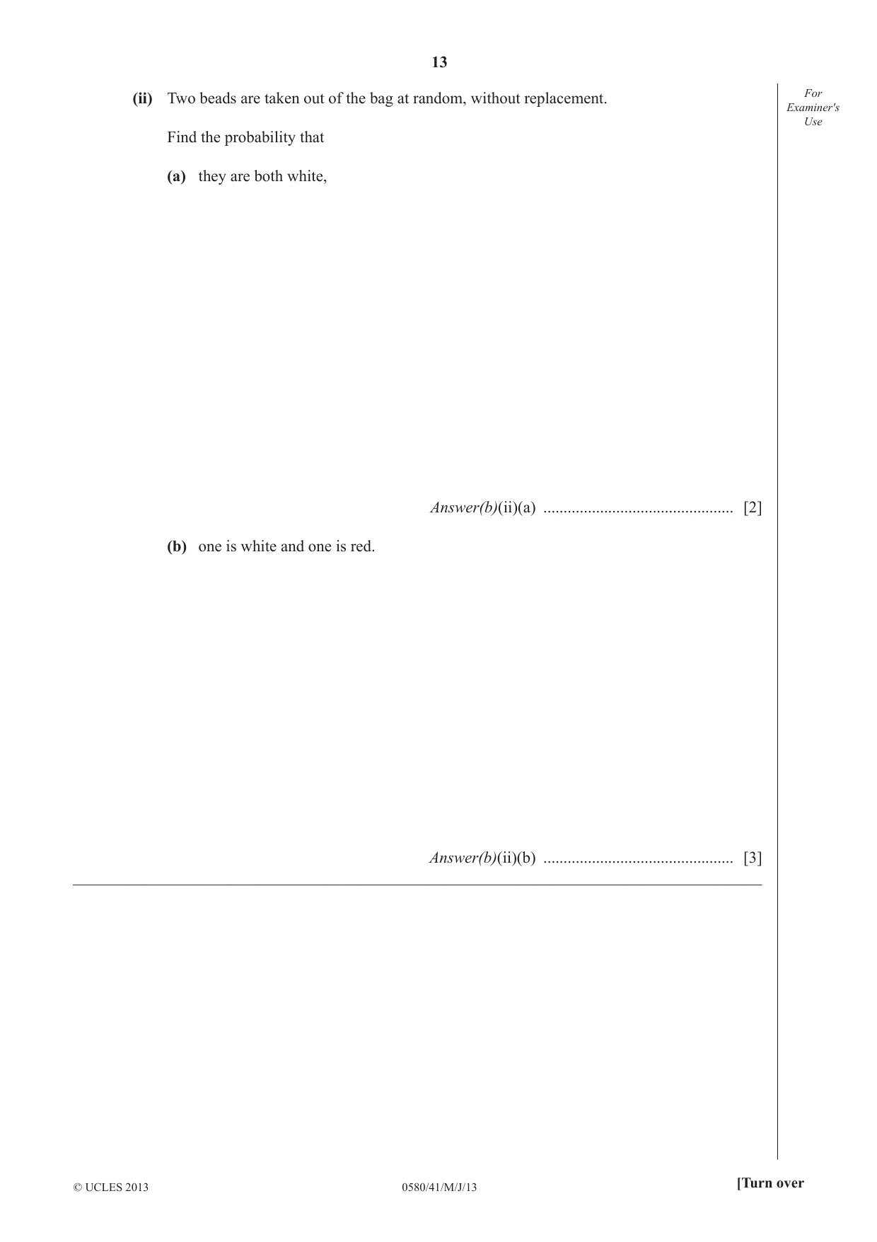 Cambridge IGCSE Mathematics 0580 2013 May/June Paper 4 · Variant 1 question paper, page 13 of 20