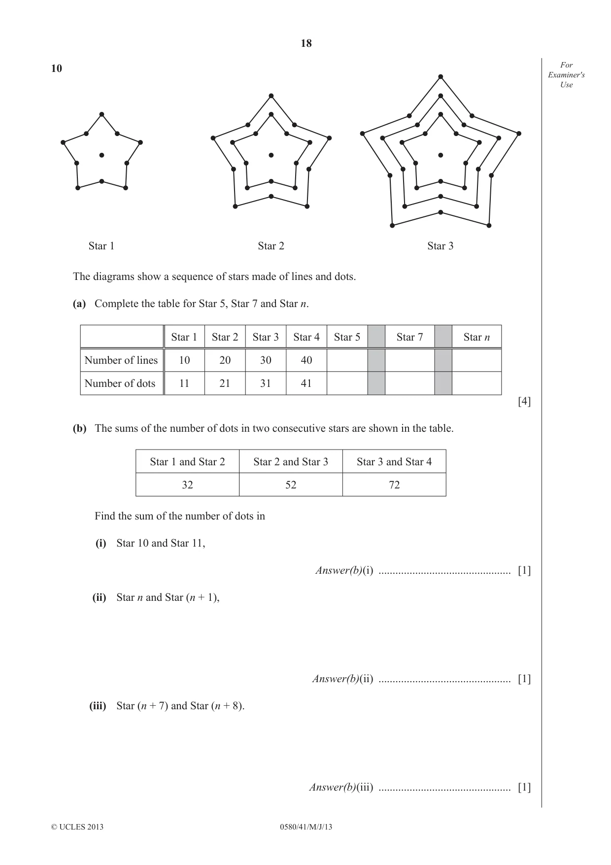Cambridge IGCSE Mathematics 0580 2013 May/June Paper 4 · Variant 1 question paper, page 18 of 20