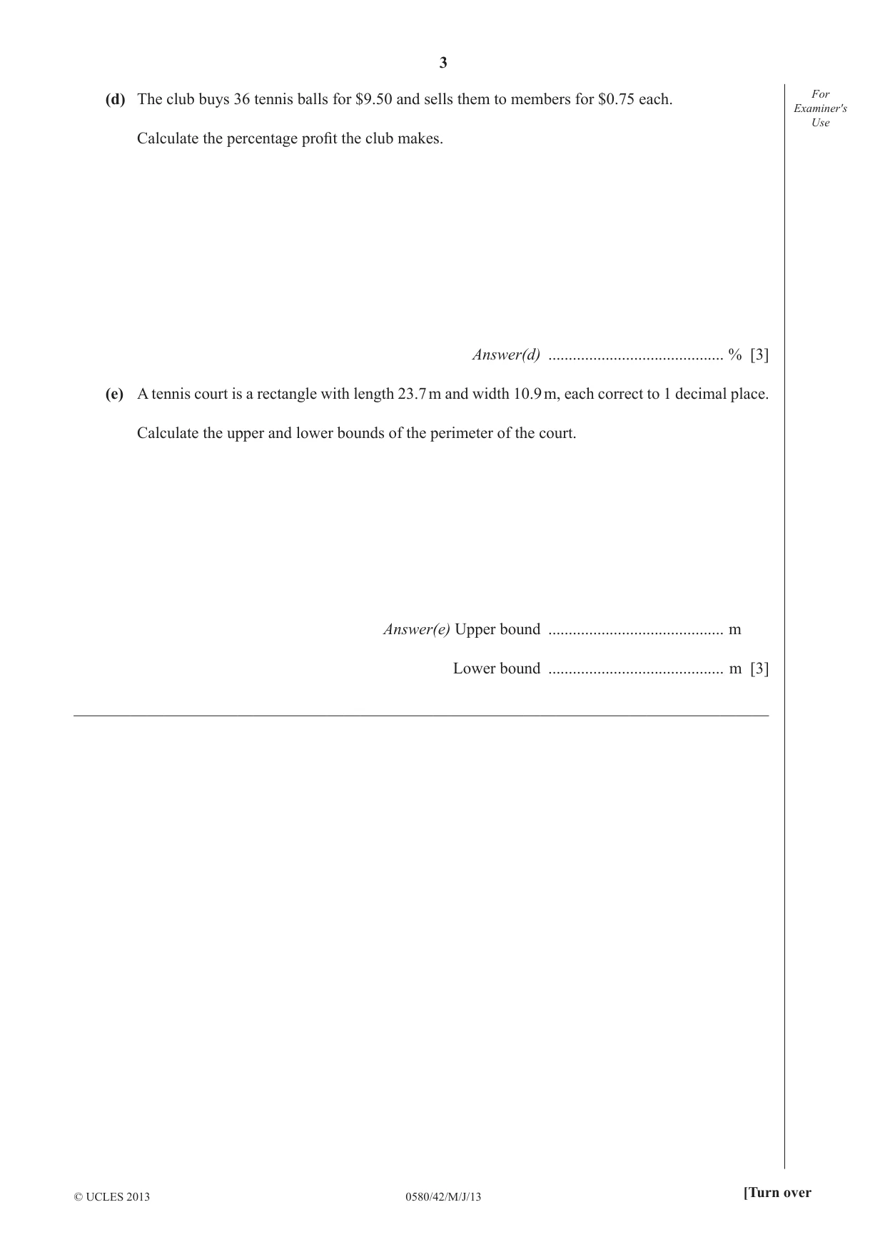 Cambridge IGCSE Mathematics 0580 2013 May/June Paper 4 · Variant 2 question paper, page 3 of 20
