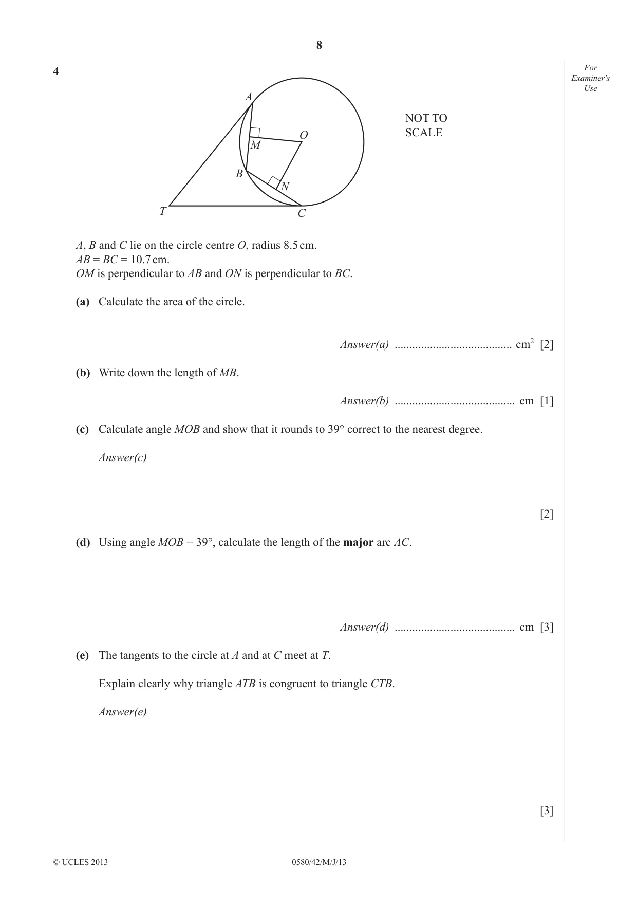 Cambridge IGCSE Mathematics 0580 2013 May/June Paper 4 · Variant 2 question paper, page 8 of 20