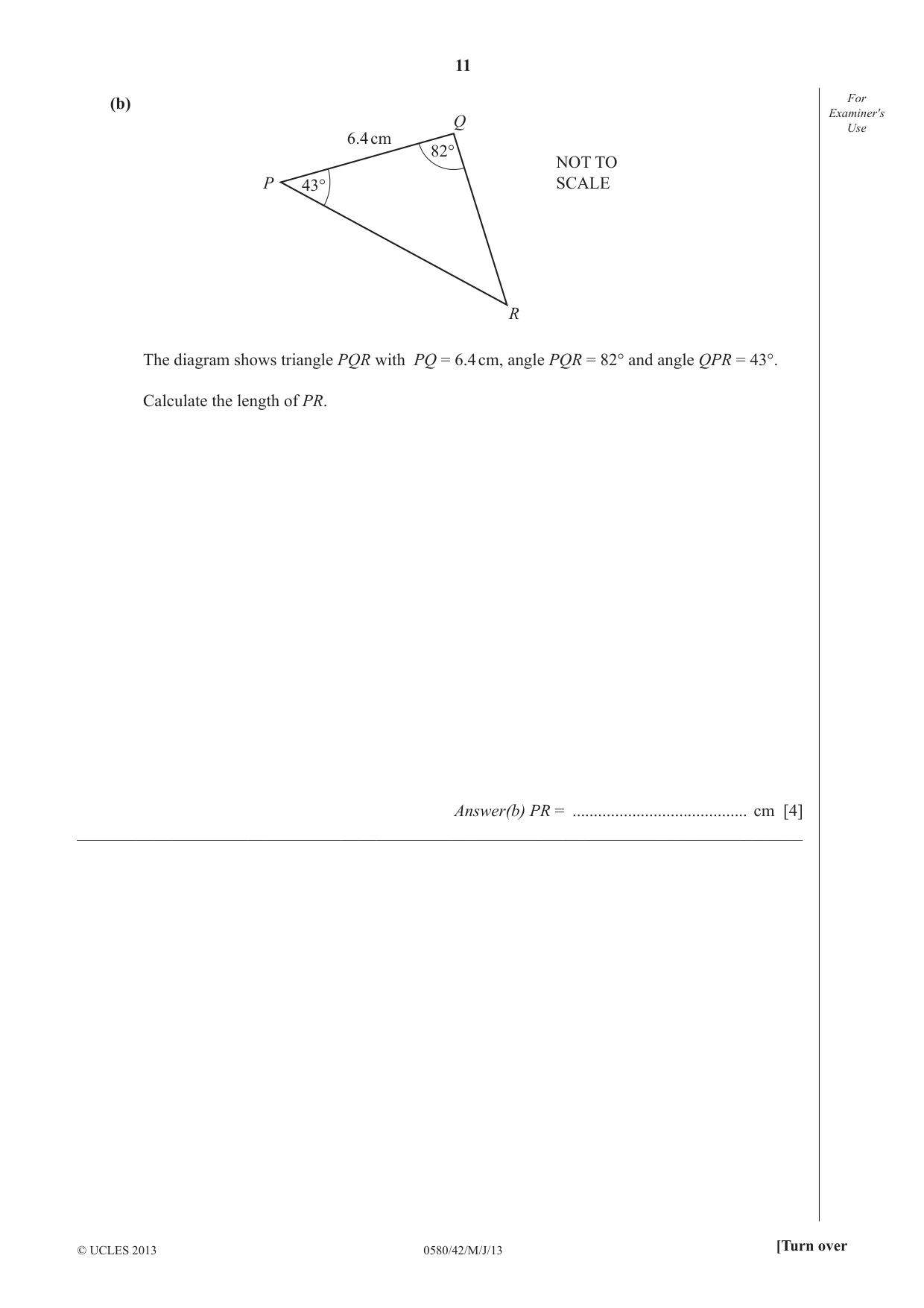 Cambridge IGCSE Mathematics 0580 2013 May/June Paper 4 · Variant 2 question paper, page 11 of 20