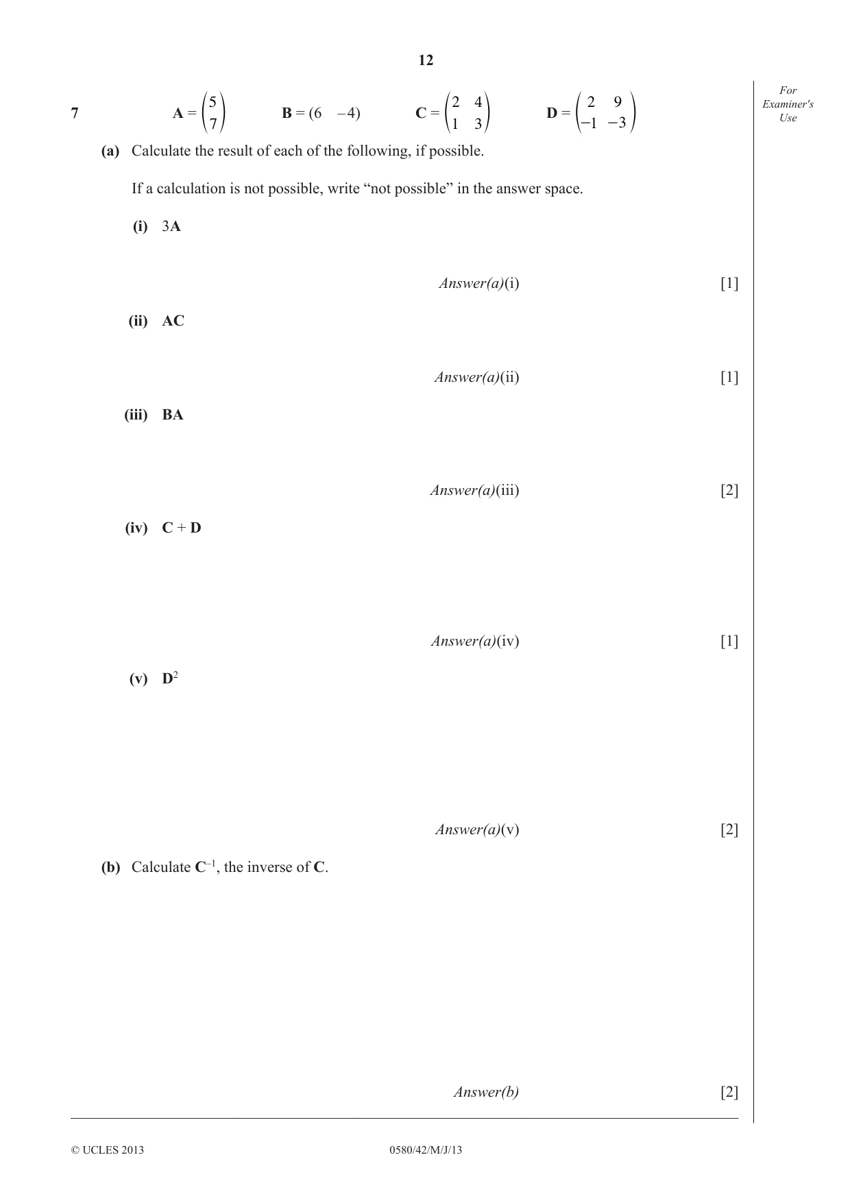 Cambridge IGCSE Mathematics 0580 2013 May/June Paper 4 · Variant 2 question paper, page 12 of 20
