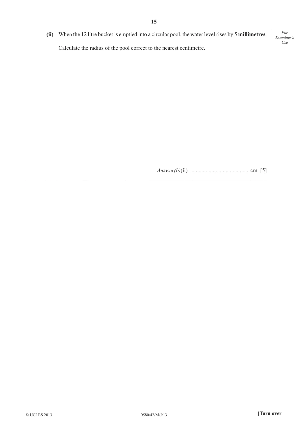 Cambridge IGCSE Mathematics 0580 2013 May/June Paper 4 · Variant 2 question paper, page 15 of 20