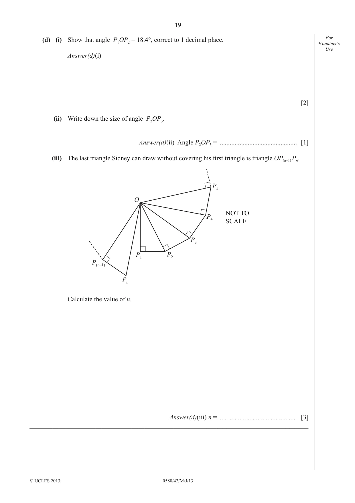 Cambridge IGCSE Mathematics 0580 2013 May/June Paper 4 · Variant 2 question paper, page 19 of 20