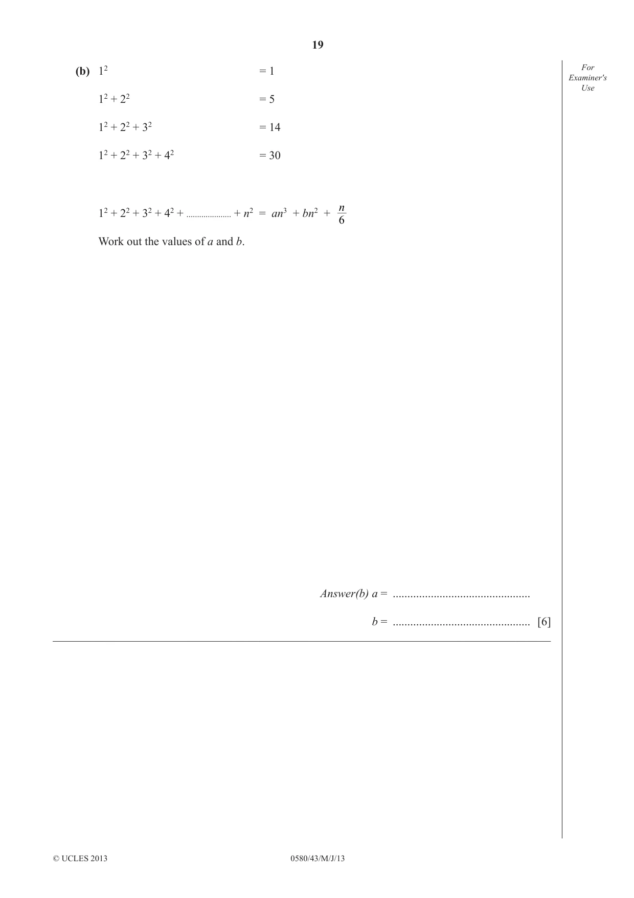 Cambridge IGCSE Mathematics 0580 2013 May/June Paper 4 · Variant 3 question paper, page 19 of 20