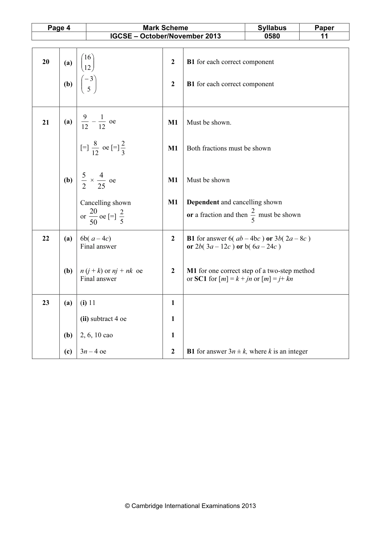 Mark scheme, page 4 of 4
