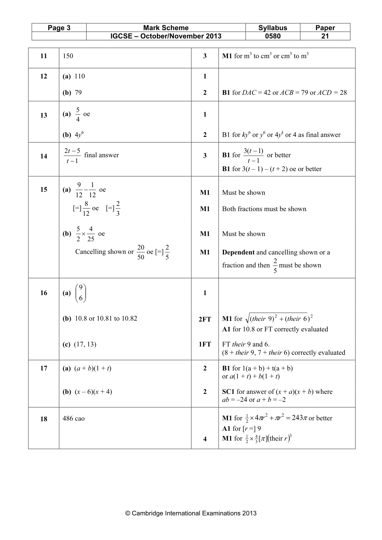 Mark scheme, page 3 of 4