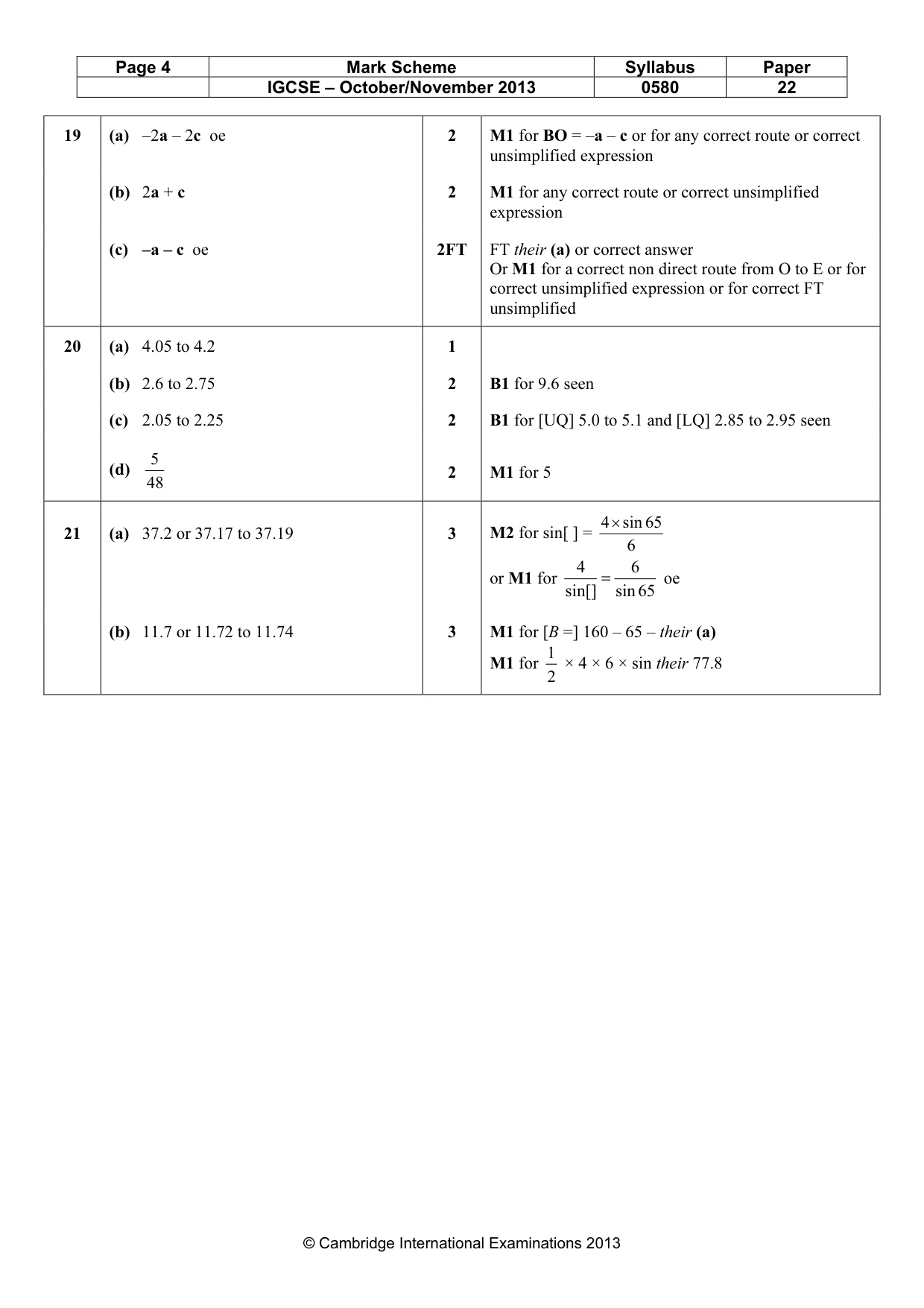 Mark scheme, page 4 of 4