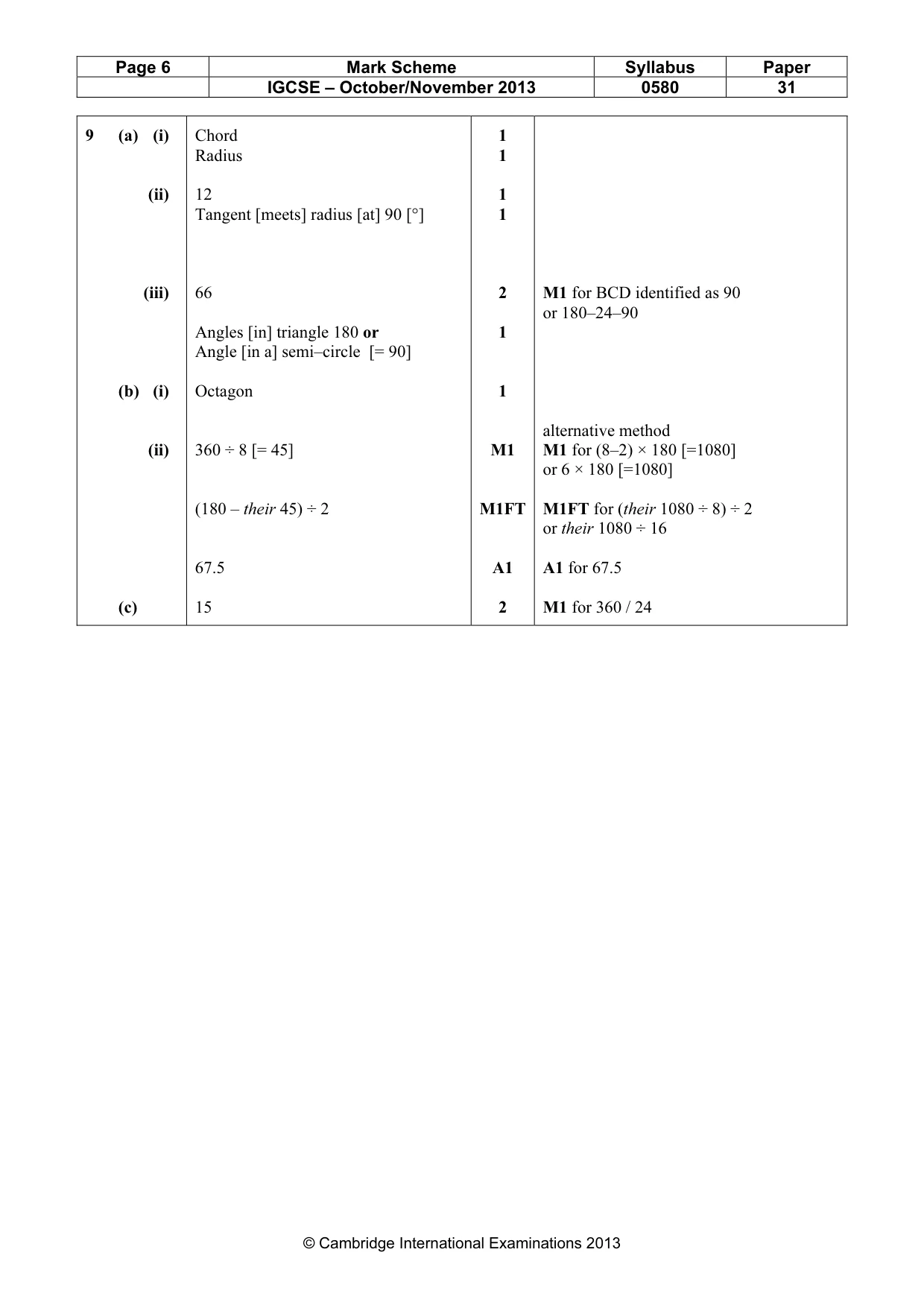 Mark scheme, page 6 of 6
