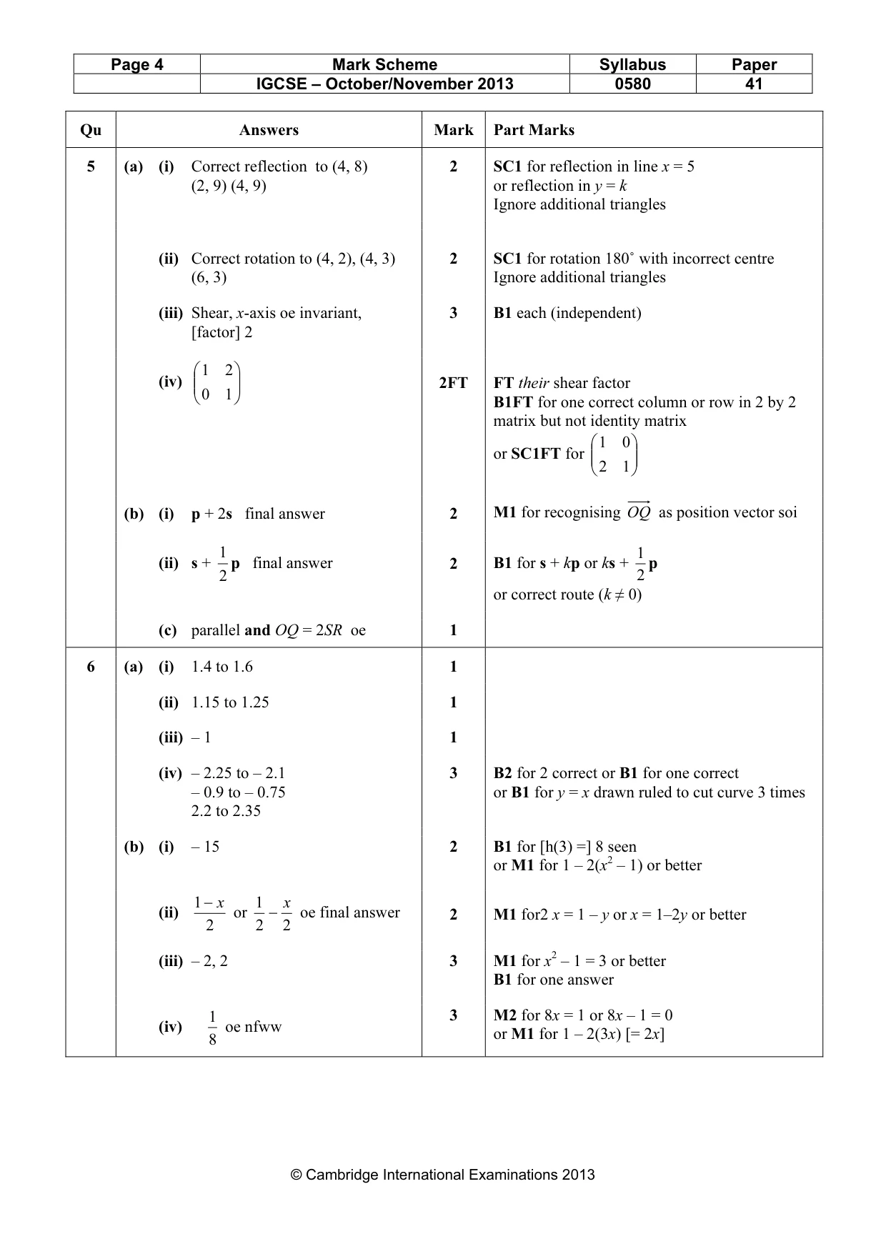 Mark scheme, page 4 of 7