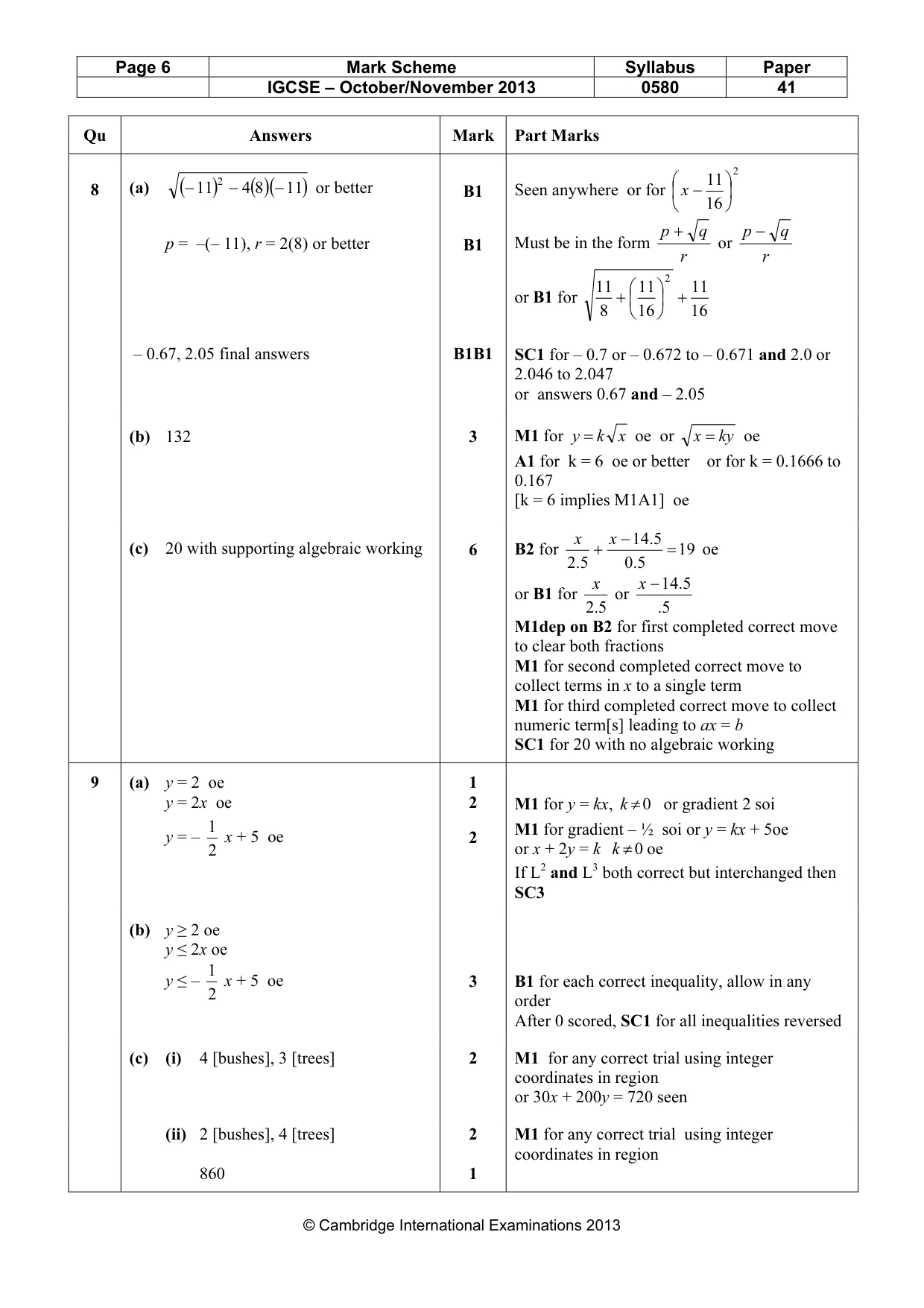 Mark scheme, page 6 of 7
