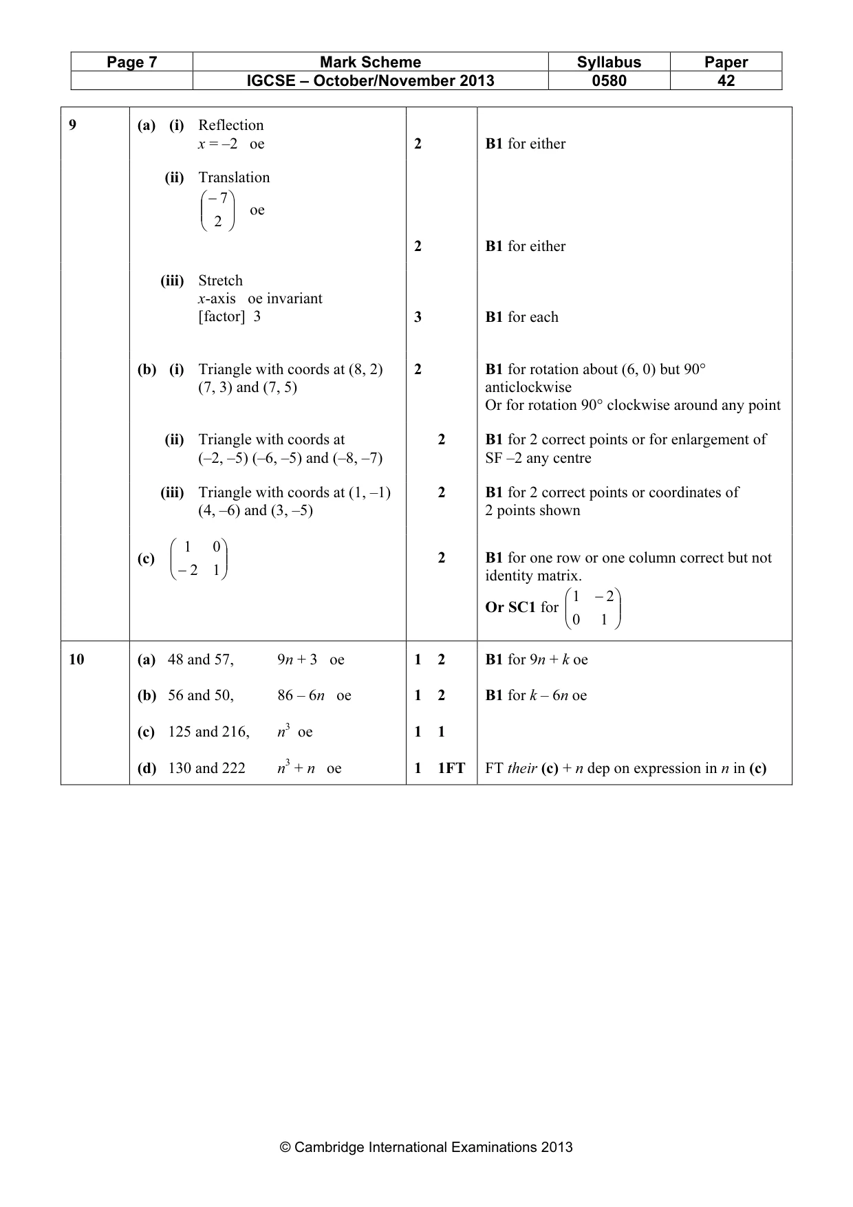 Mark scheme, page 7 of 7