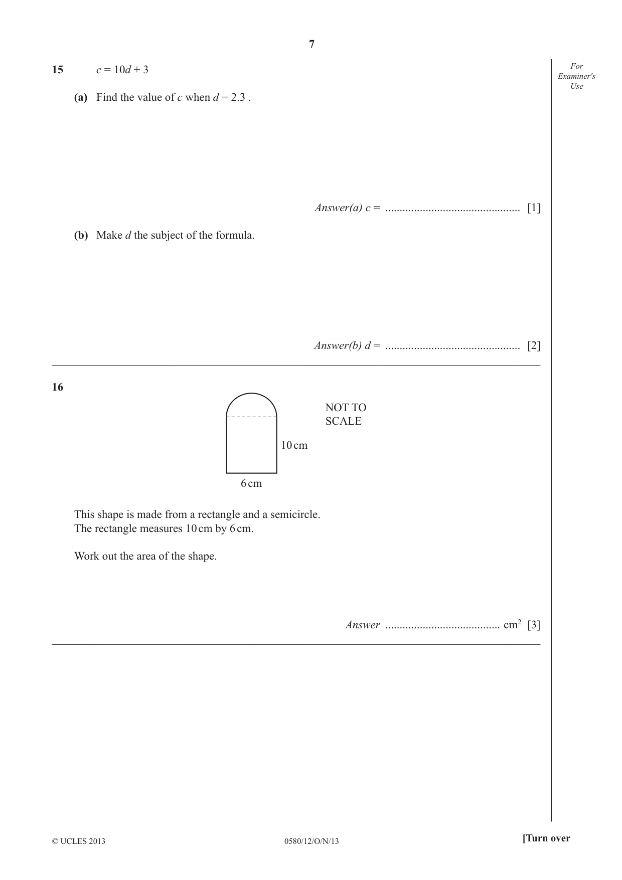 Cambridge IGCSE Mathematics 0580 2013 Oct/Nov Paper 1 · Variant 2 question paper, page 7 of 12