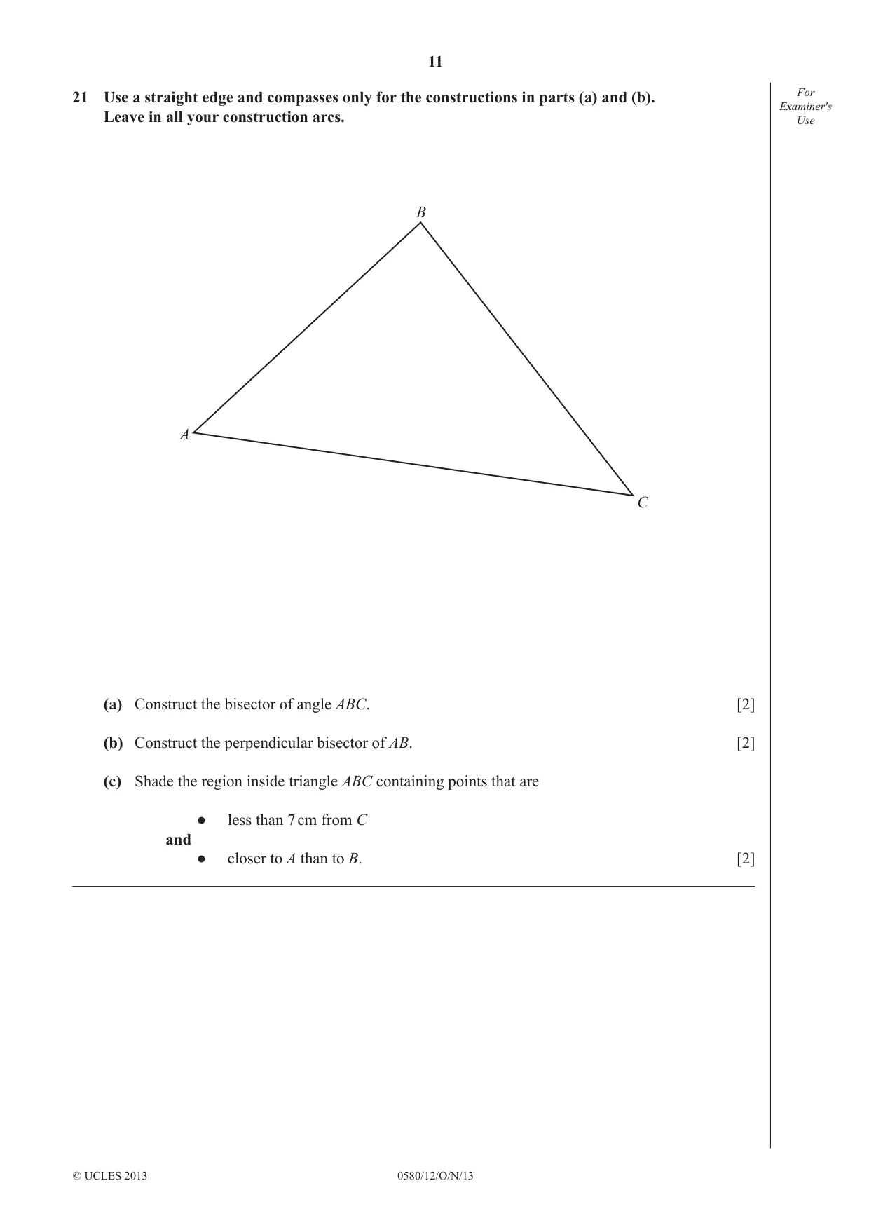 Cambridge IGCSE Mathematics 0580 2013 Oct/Nov Paper 1 · Variant 2 question paper, page 11 of 12