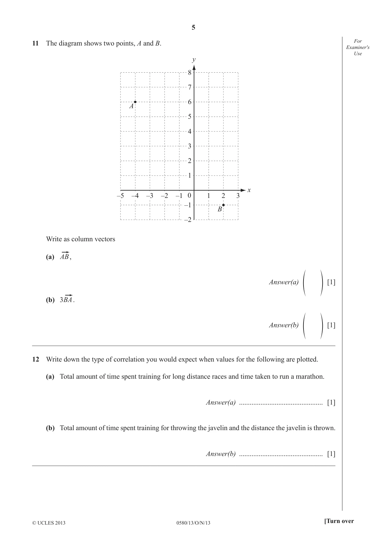 Cambridge IGCSE Mathematics 0580 2013 Oct/Nov Paper 1 · Variant 3 question paper, page 5 of 12