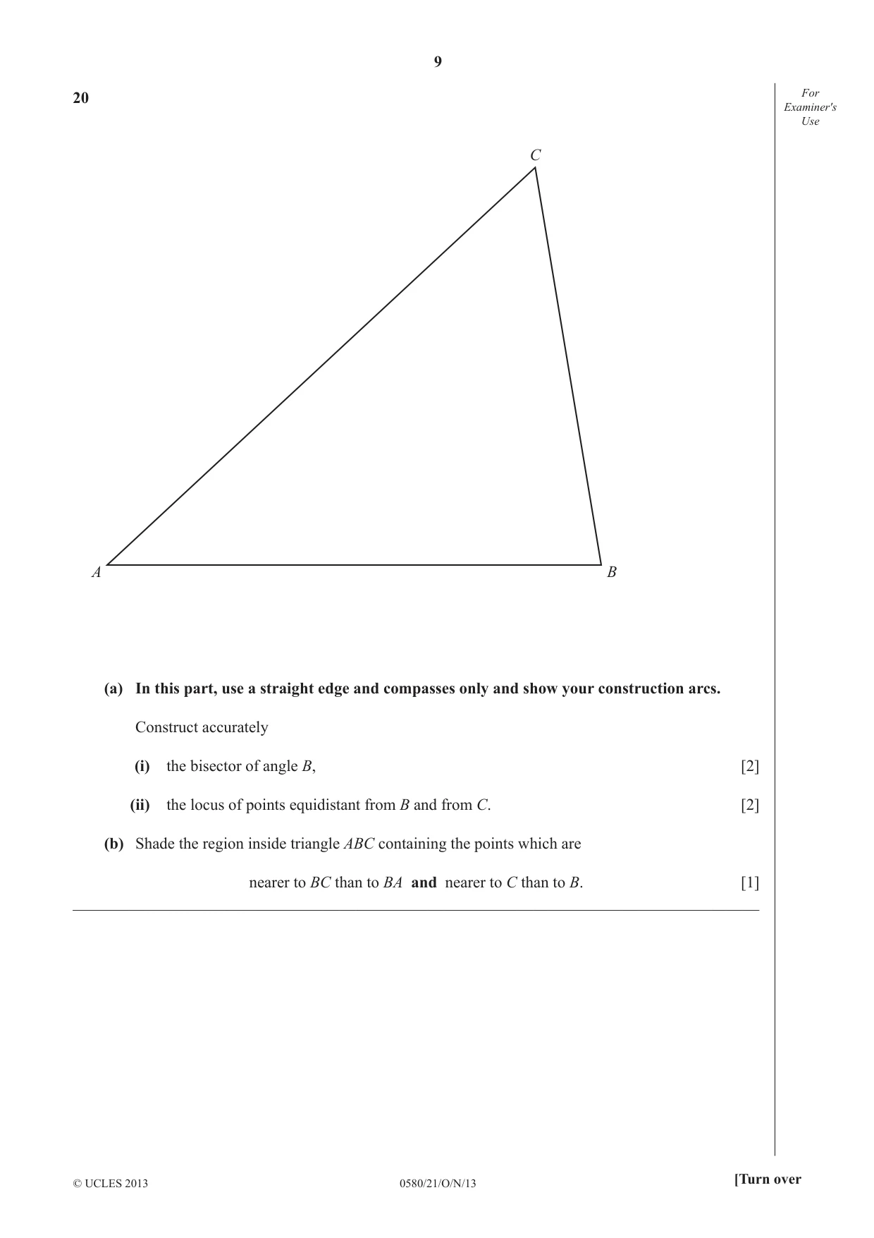 Cambridge IGCSE Mathematics 0580 2013 Oct/Nov Paper 2 · Variant 1 question paper, page 9 of 12