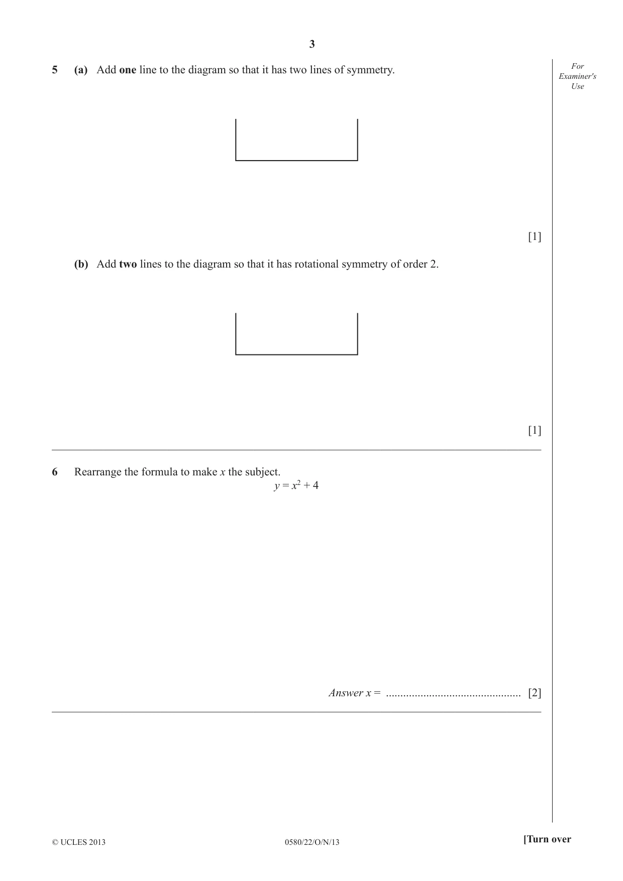 Cambridge IGCSE Mathematics 0580 2013 Oct/Nov Paper 2 · Variant 2 question paper, page 3 of 12