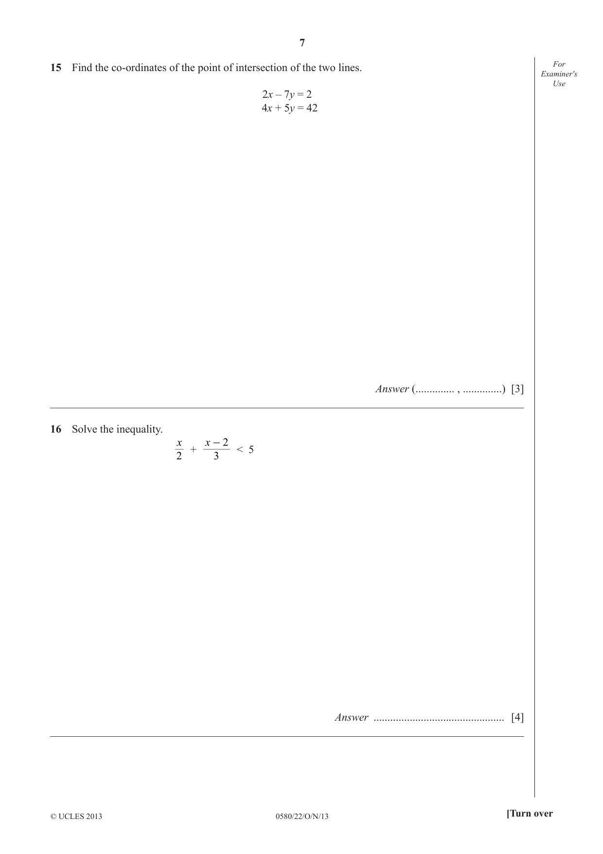Cambridge IGCSE Mathematics 0580 2013 Oct/Nov Paper 2 · Variant 2 question paper, page 7 of 12