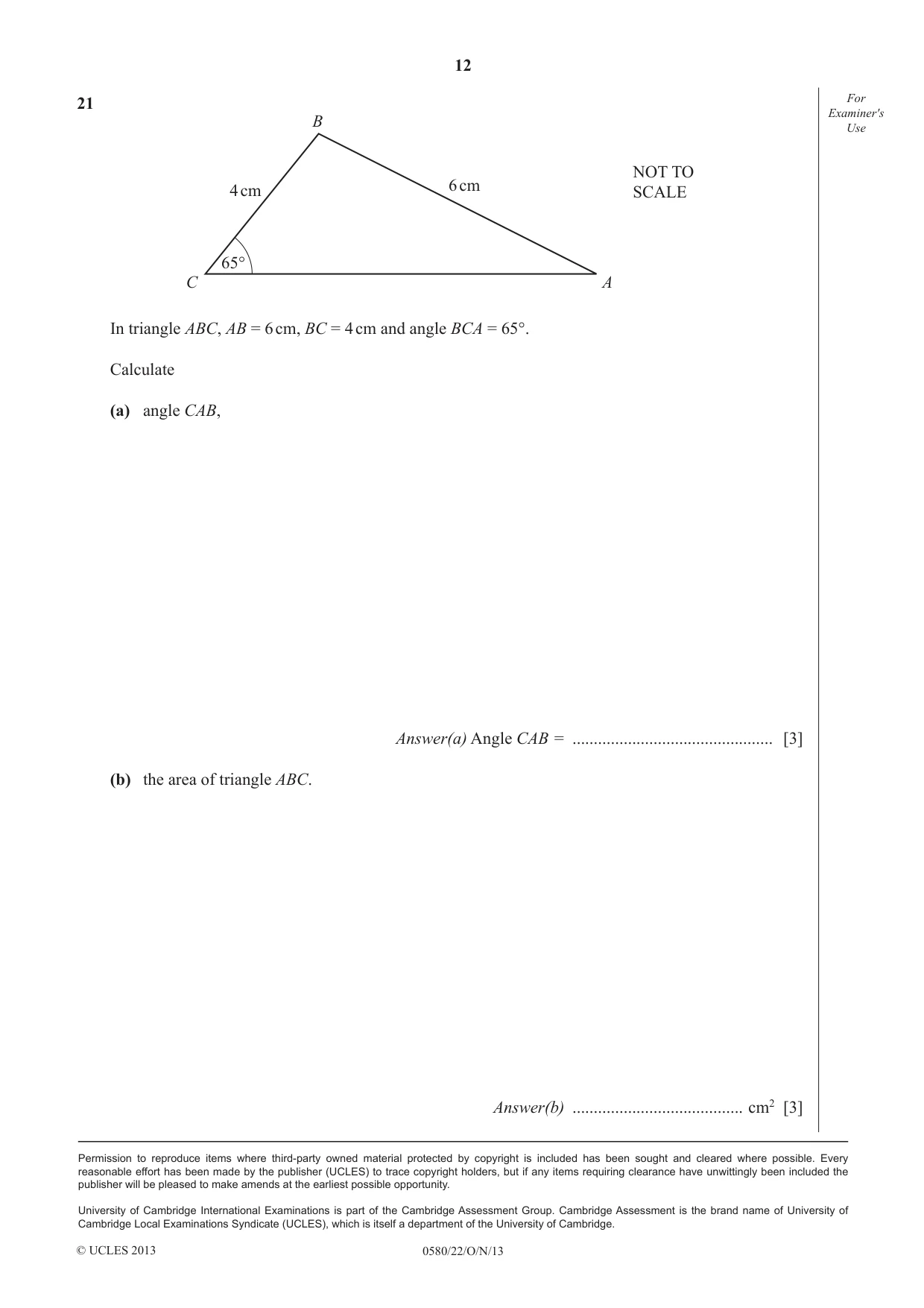 Cambridge IGCSE Mathematics 0580 2013 Oct/Nov Paper 2 · Variant 2 question paper, page 12 of 12