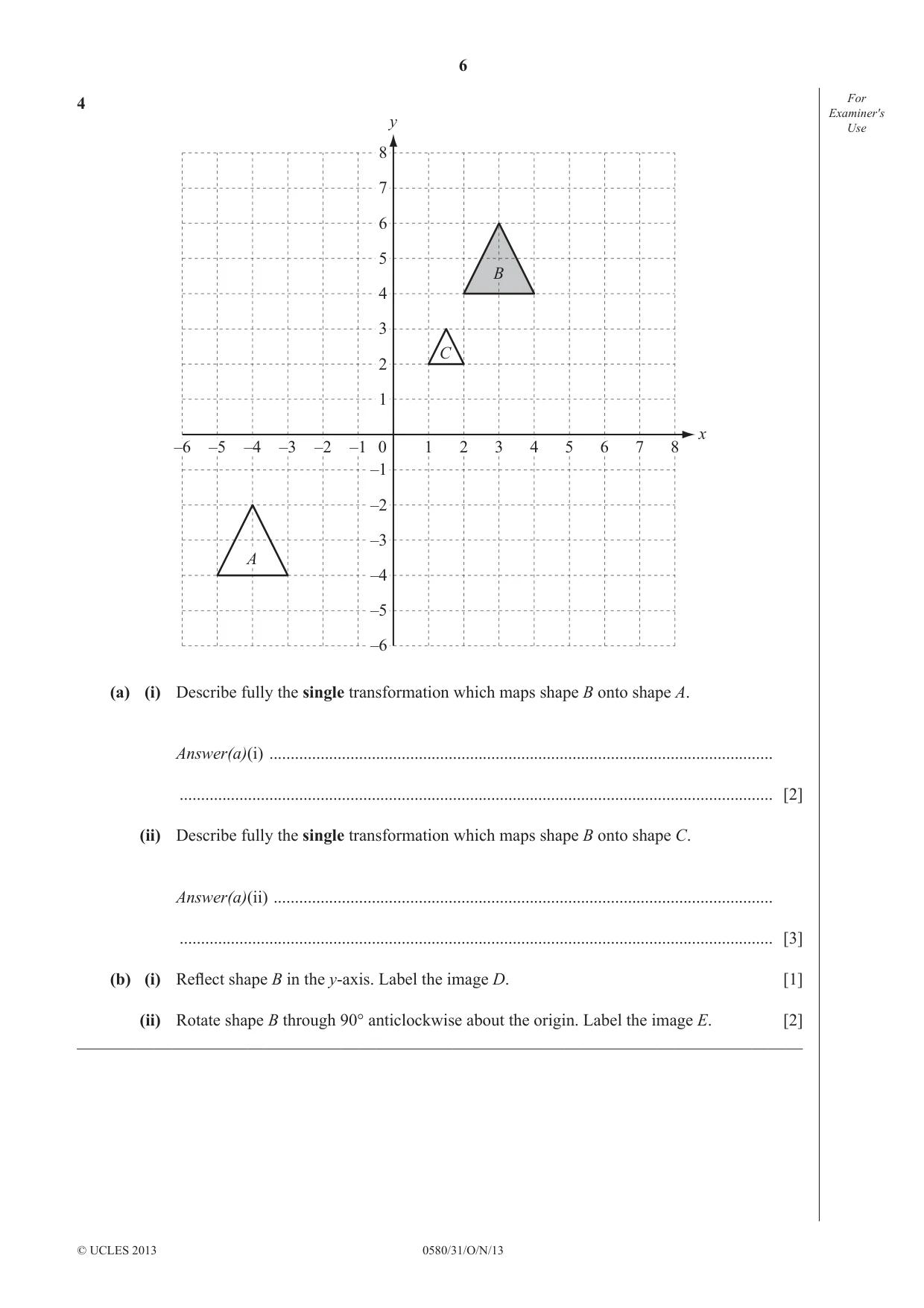 Cambridge IGCSE Mathematics 0580 2013 Oct/Nov Paper 3 · Variant 1 question paper, page 6 of 16
