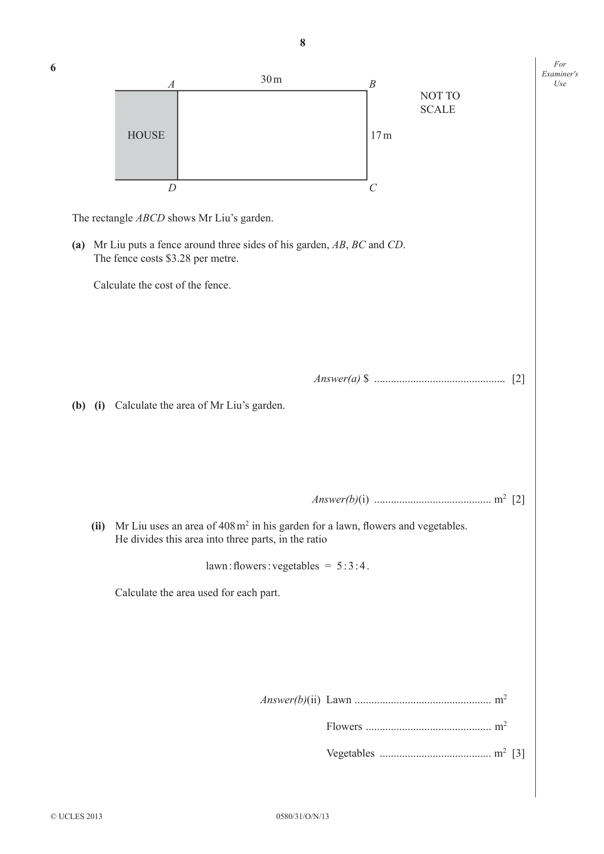 Cambridge IGCSE Mathematics 0580 2013 Oct/Nov Paper 3 · Variant 1 question paper, page 8 of 16