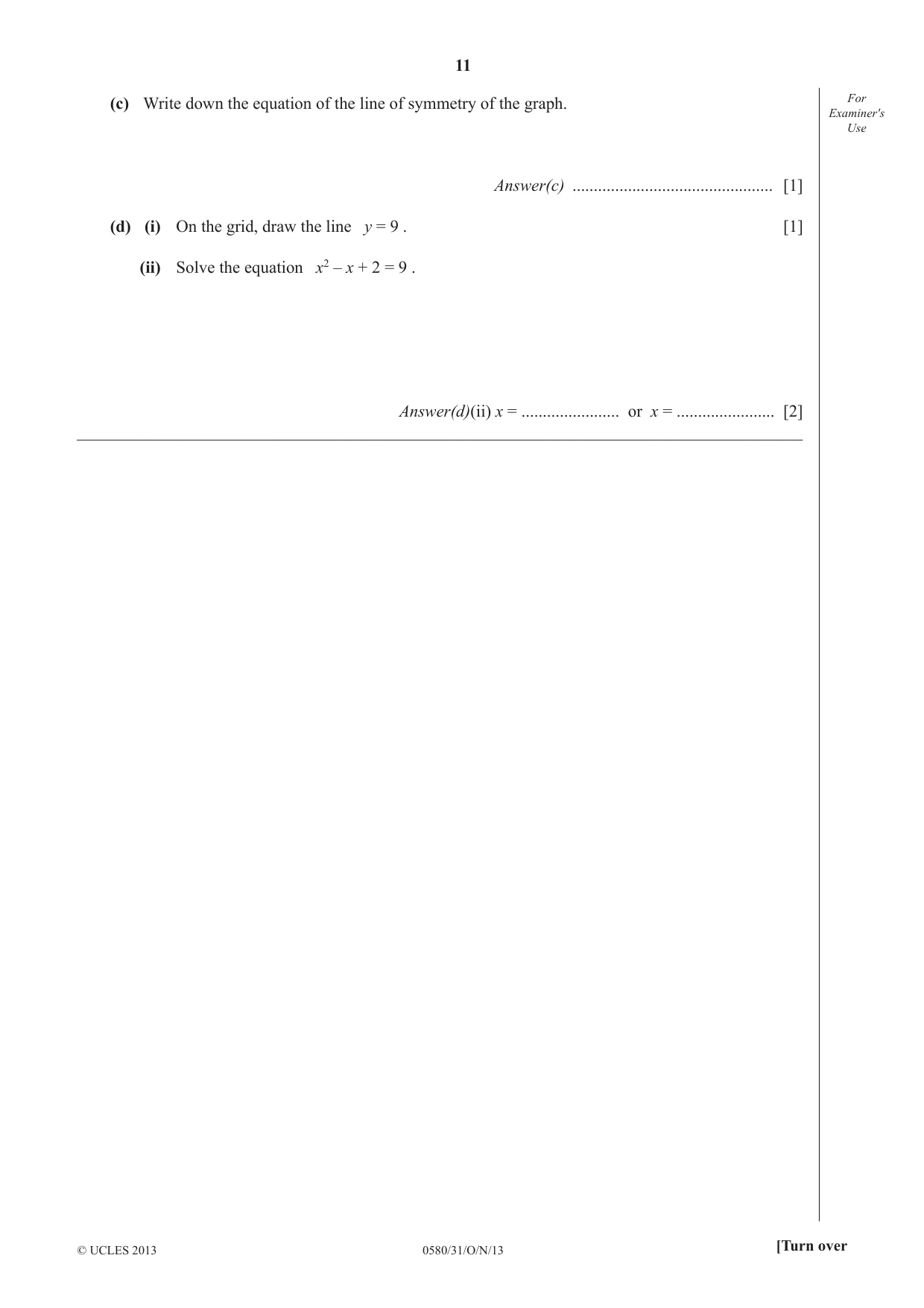 Cambridge IGCSE Mathematics 0580 2013 Oct/Nov Paper 3 · Variant 1 question paper, page 11 of 16