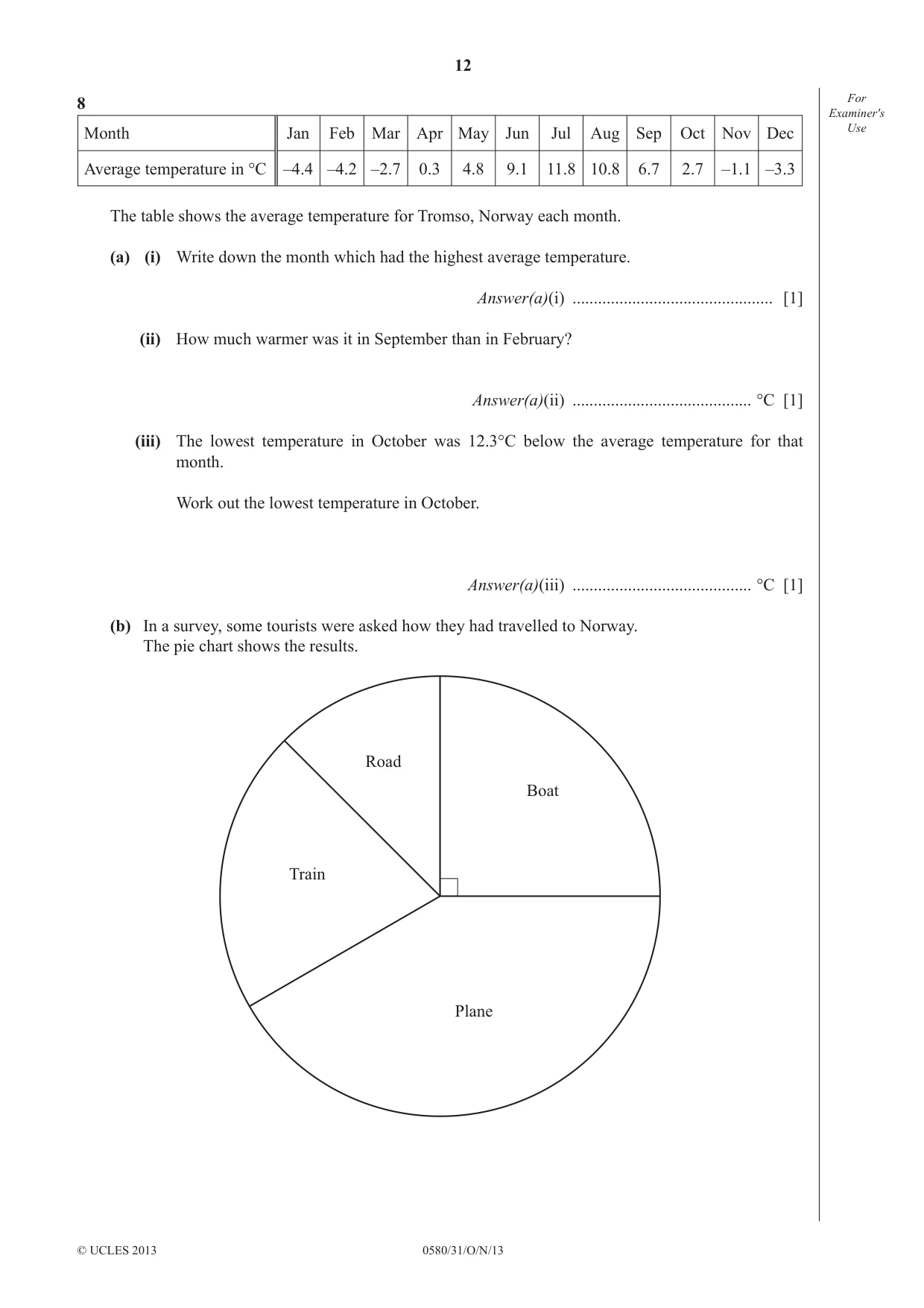 Cambridge IGCSE Mathematics 0580 2013 Oct/Nov Paper 3 · Variant 1 question paper, page 12 of 16